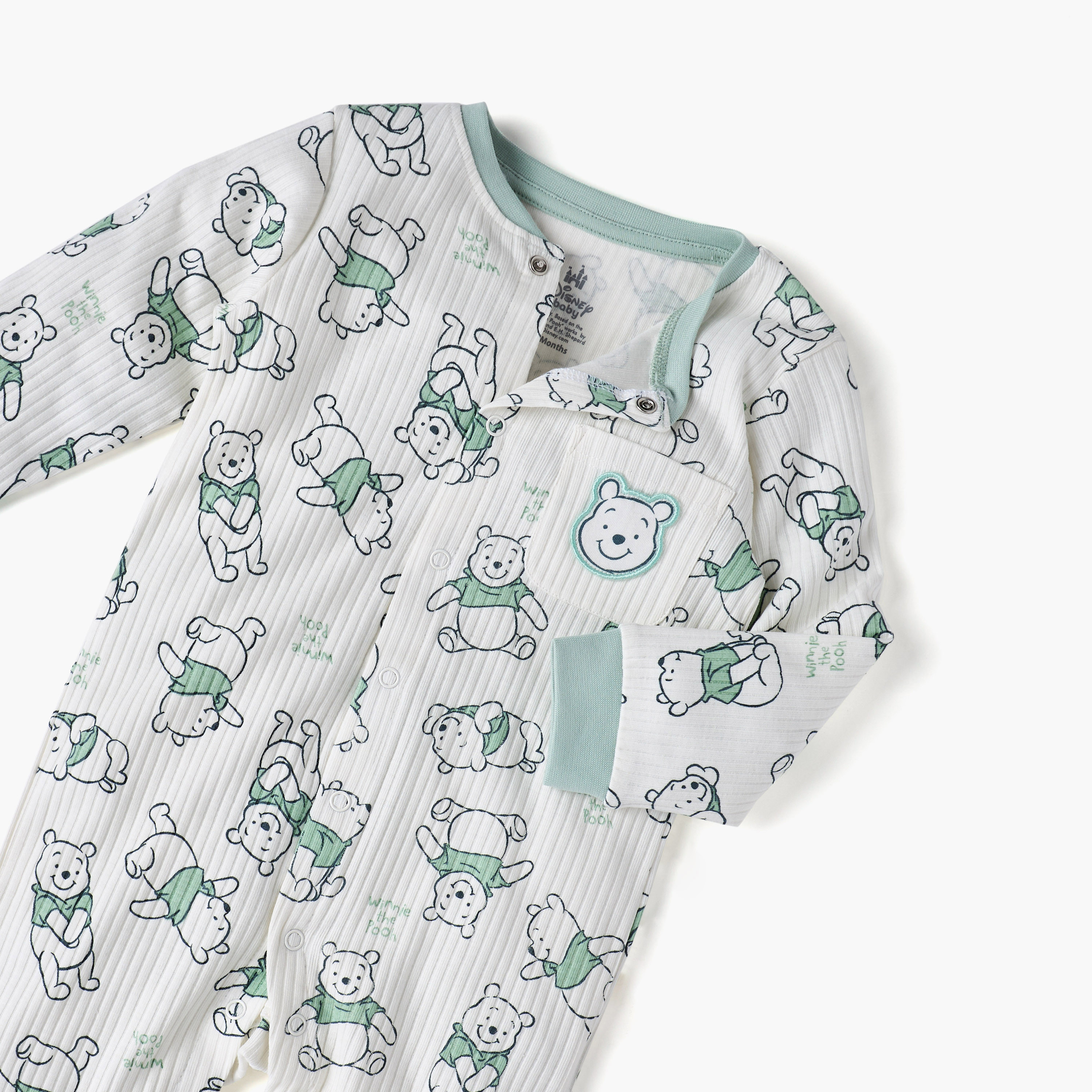 Disney All-Over Winnie The Pooh Print Closed Feet Sleepsuit with Long Sleeves-baby-boys-clothing-nightwear-sleepsuits-image-3