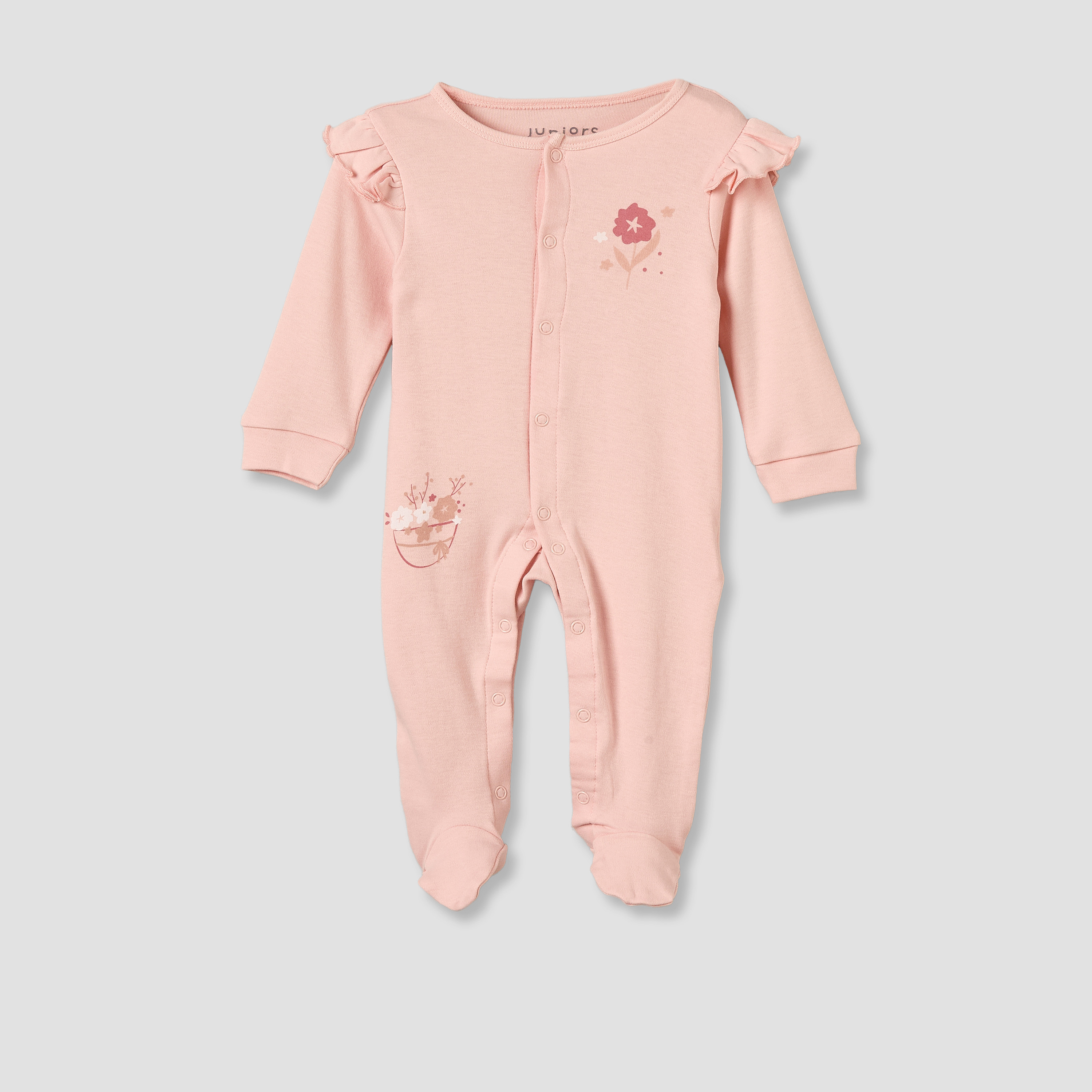 Pack of 3 Juniors Cotton Crew Neck Long Sleeves Sleepsuit with Floral Print-baby-girls-clothing-nightwear-sleepsuits-image-2
