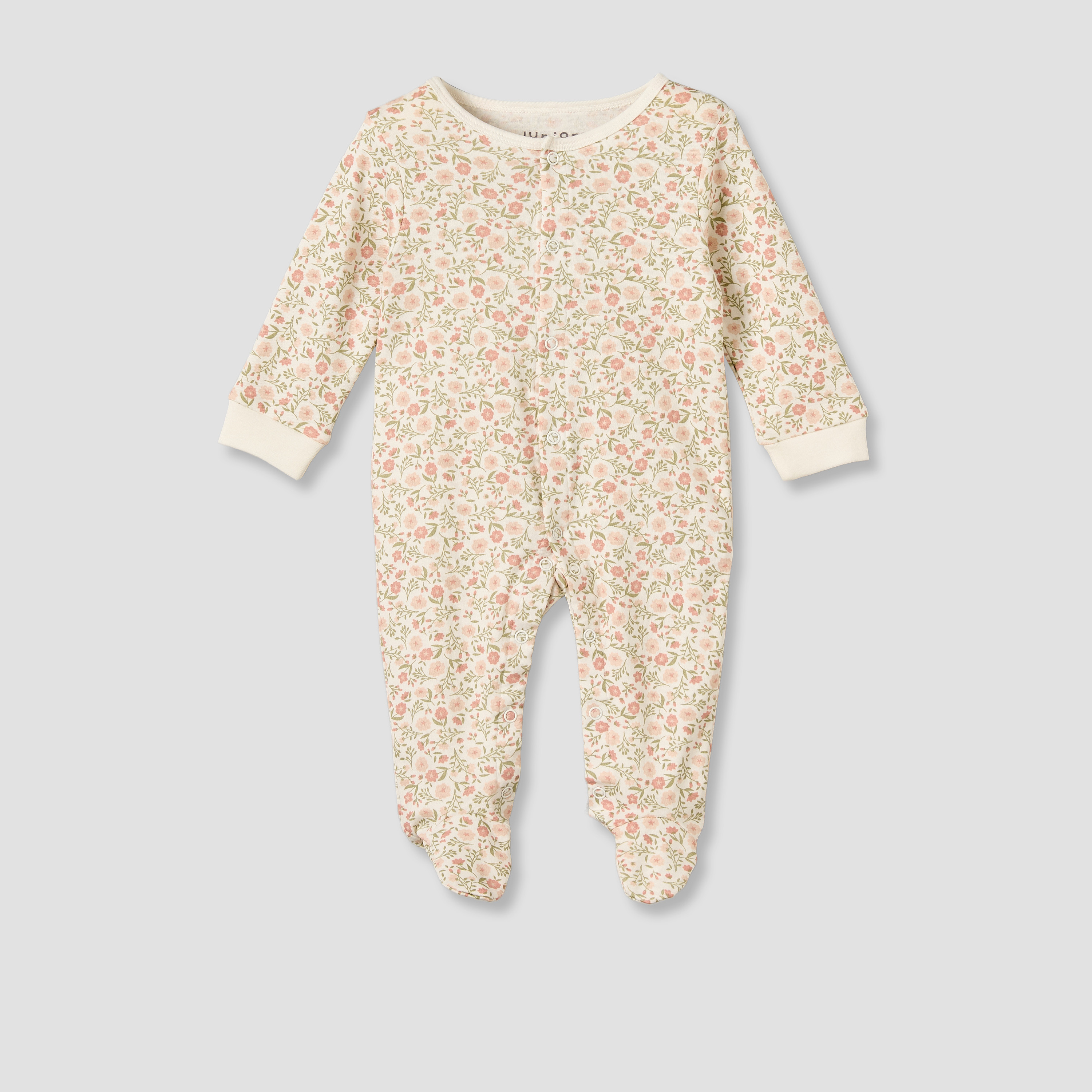 Pack of 3 Juniors Cotton Crew Neck Long Sleeves Sleepsuit with Floral Print-baby-girls-clothing-nightwear-sleepsuits-image-5