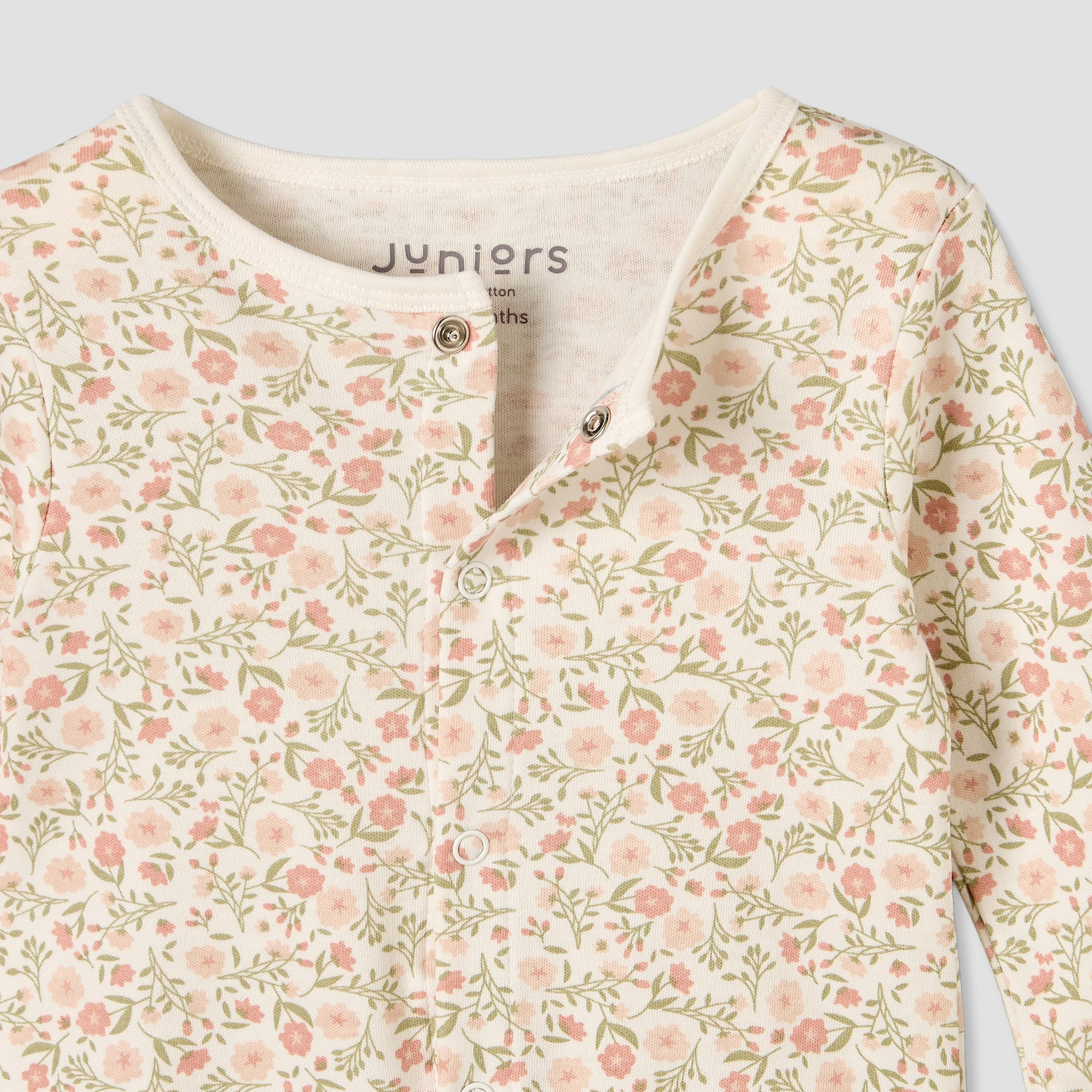 Pack of 3 Juniors Cotton Crew Neck Long Sleeves Sleepsuit with Floral Print-baby-girls-clothing-nightwear-sleepsuits-image-6