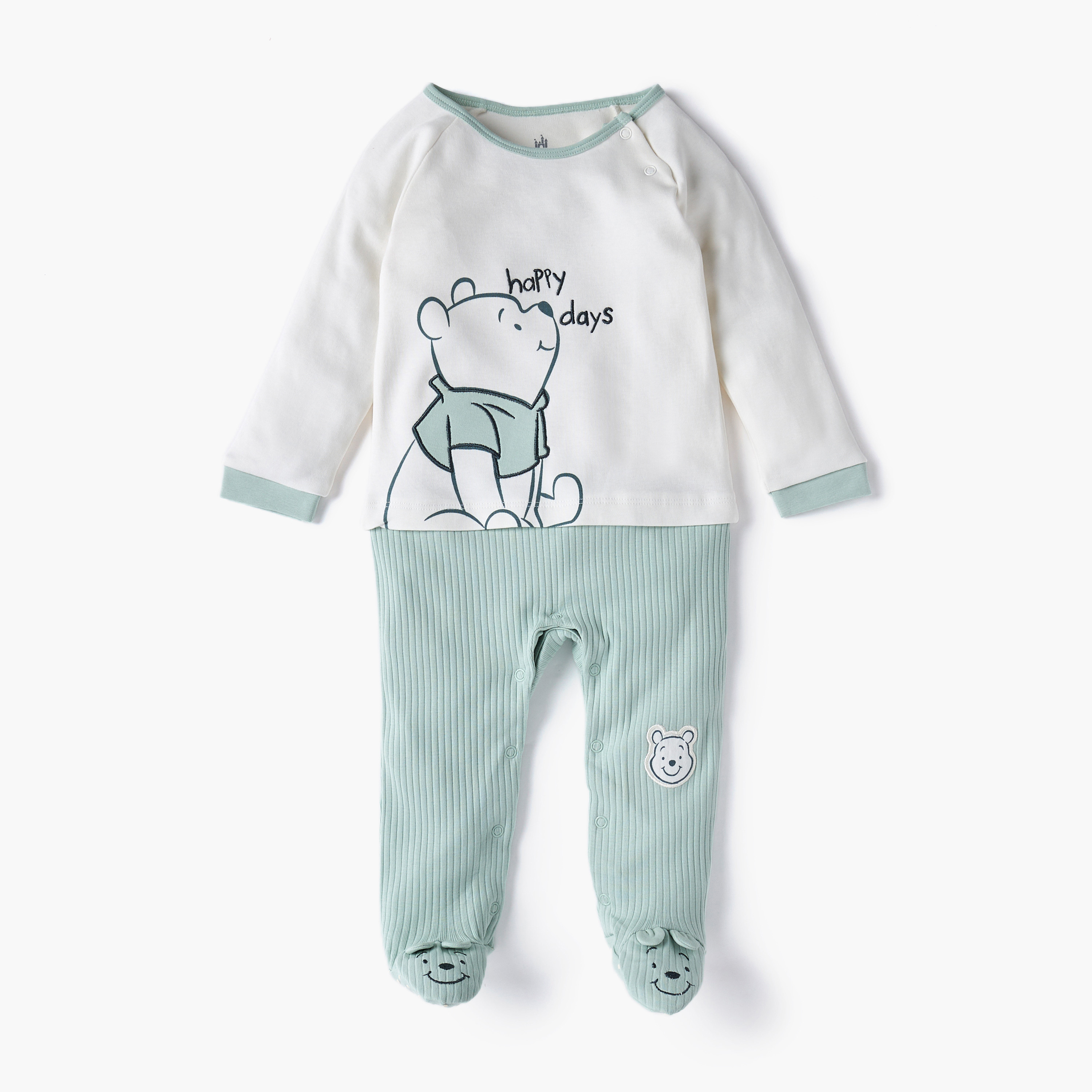 بدلة نوم مغلقة القدمين بطبعات ويني ذا بوه وأكمام طويلة من ديزني-baby-boys-clothing-nightwear-sleepsuits-image-1