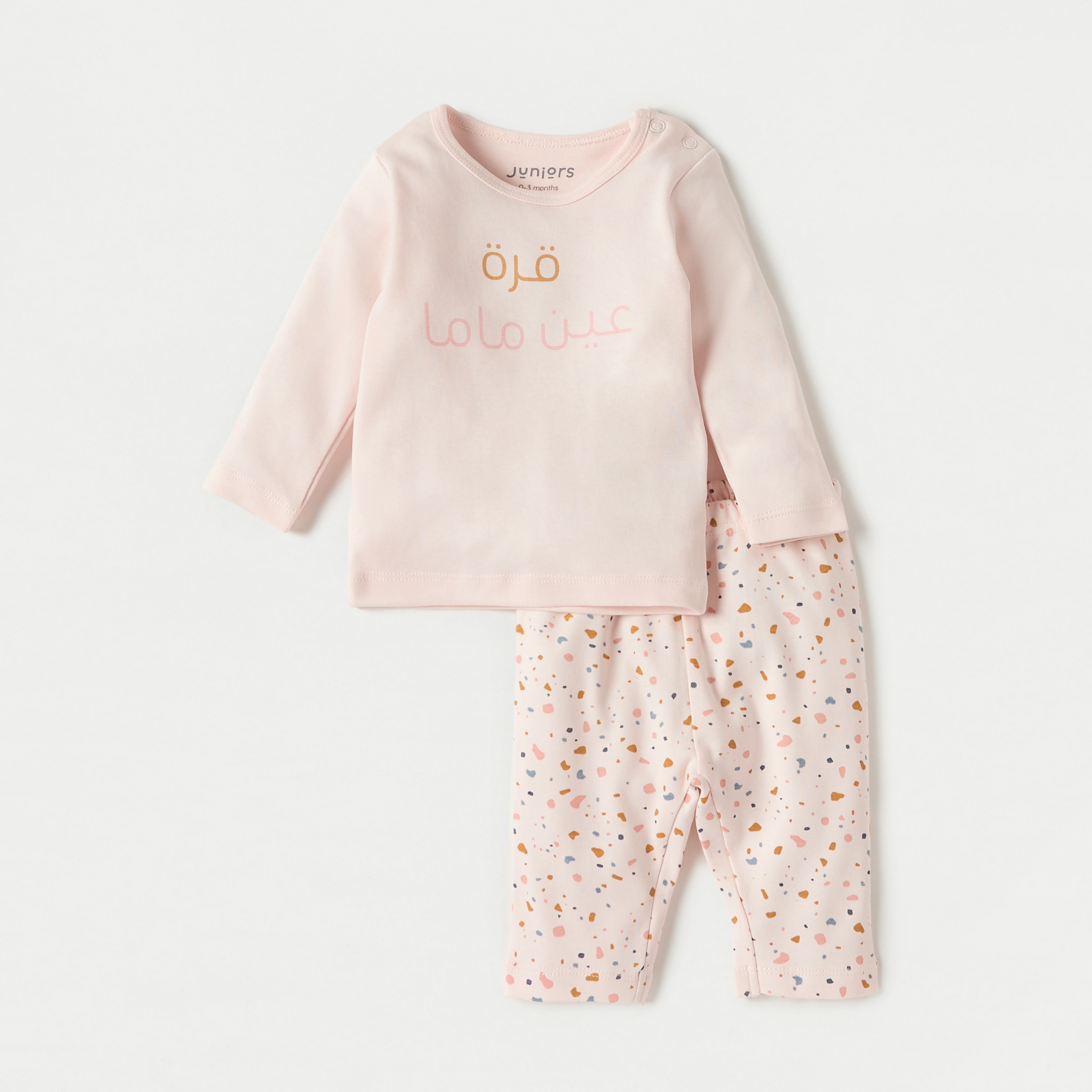 طقم بناطيل بيجاما وتيشيرتات بأكمام طويلة وطبعات قطعتين من جونيورز-baby-girls-clothing-nightwear-pyjamasets-image-2