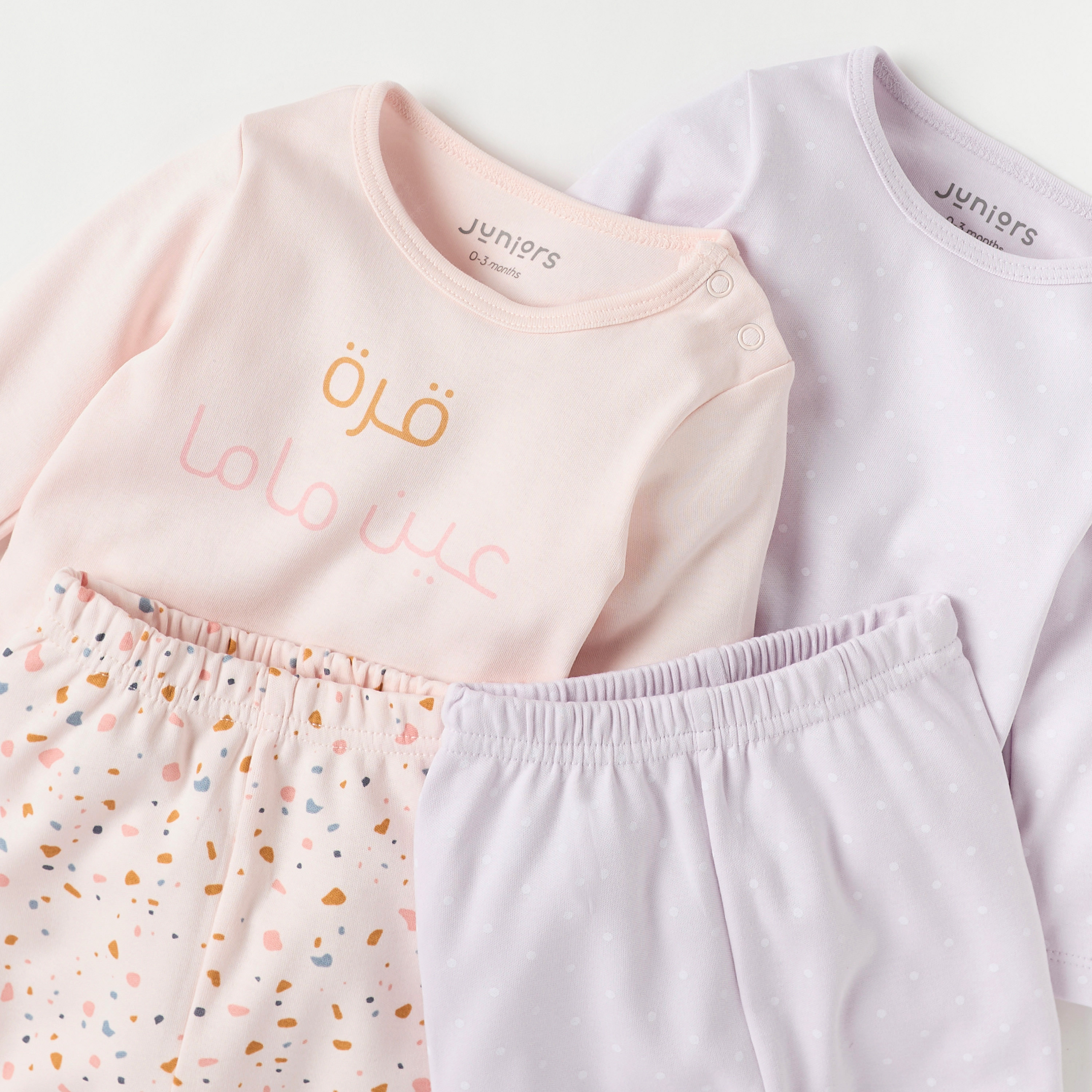 طقم بناطيل بيجاما وتيشيرتات بأكمام طويلة وطبعات قطعتين من جونيورز-baby-girls-clothing-nightwear-pyjamasets-image-4