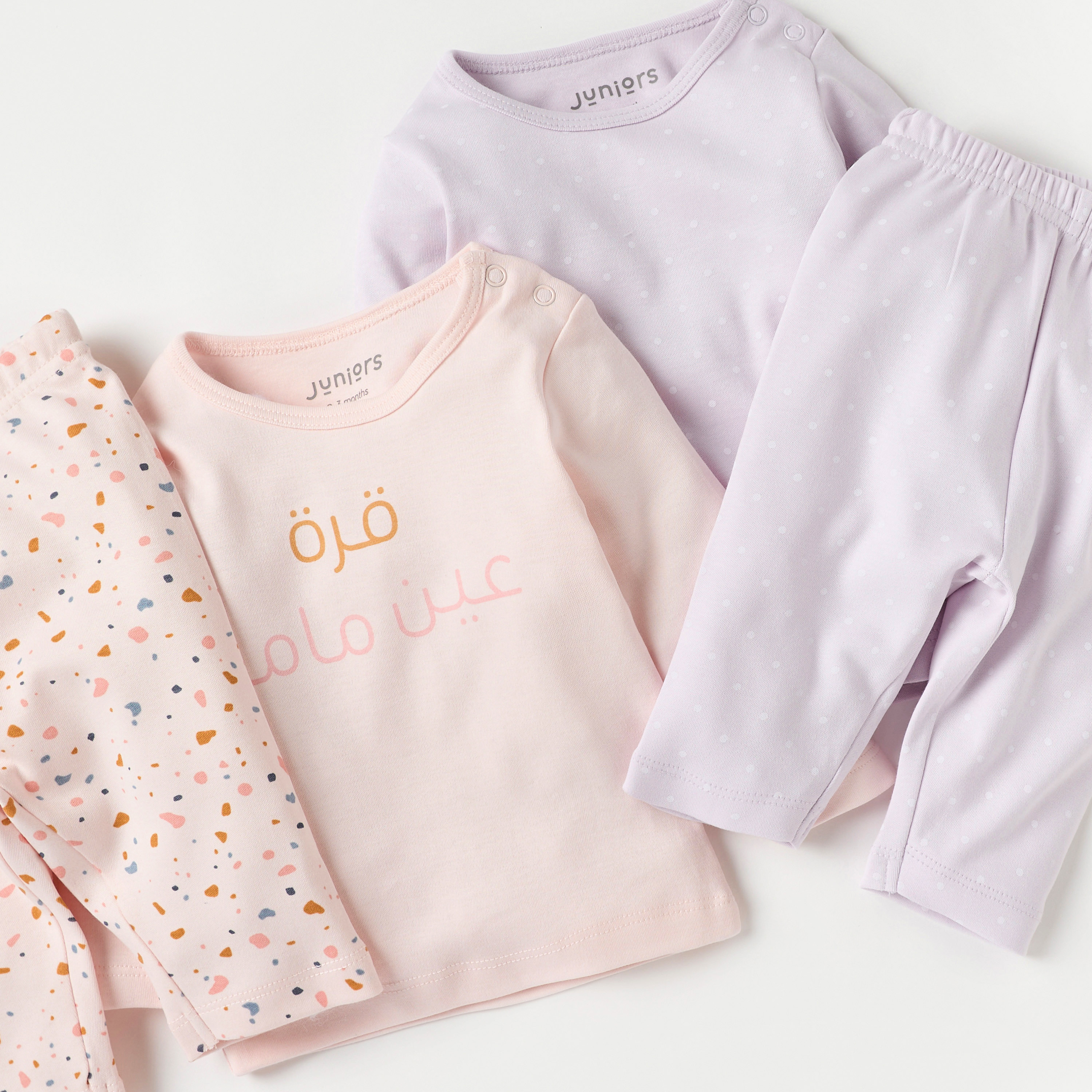 طقم بناطيل بيجاما وتيشيرتات بأكمام طويلة وطبعات قطعتين من جونيورز-baby-girls-clothing-nightwear-pyjamasets-image-5