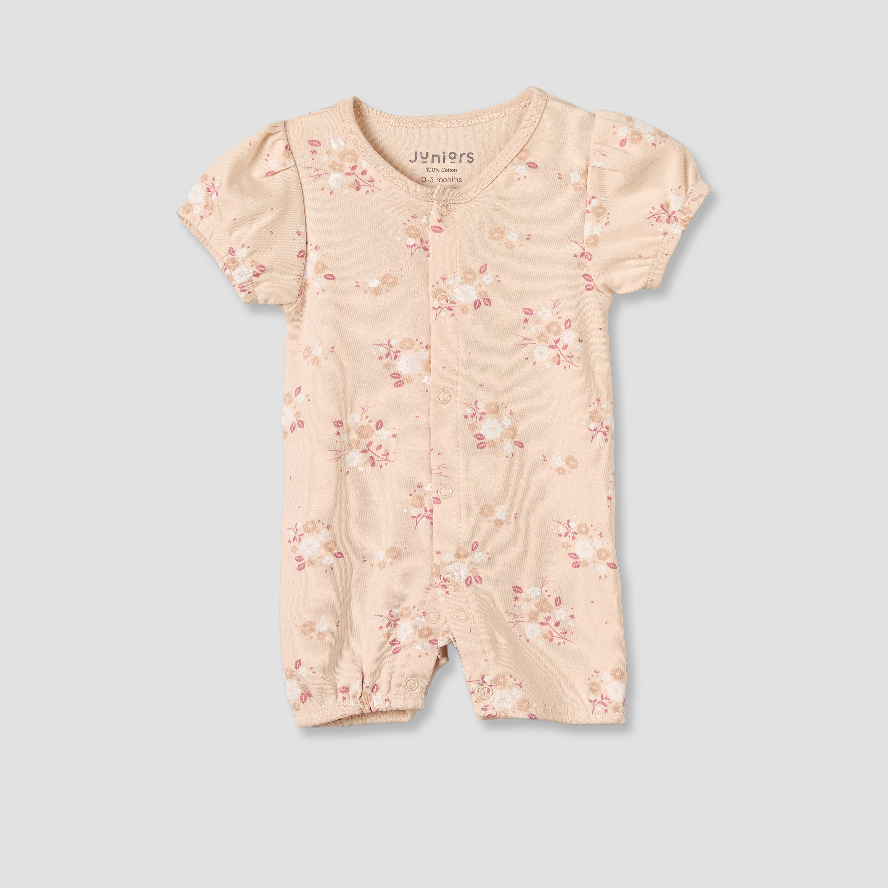 Pack of 3 Juniors Round Neck Short Sleeves Romper with Floral Print-baby-girls-clothing-rompers-image-2