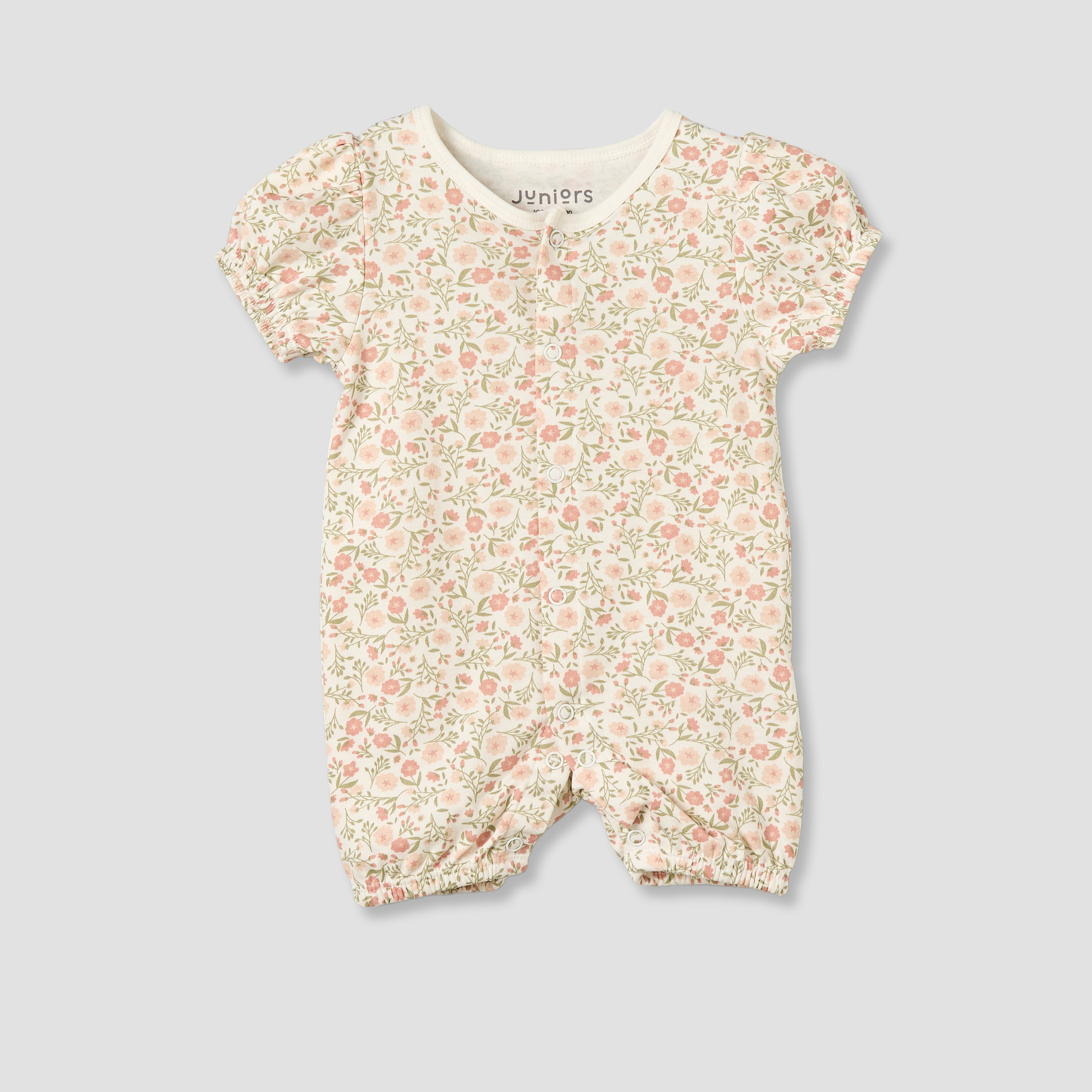Pack of 3 Juniors Round Neck Short Sleeves Romper with Floral Print-baby-girls-clothing-rompers-image-3