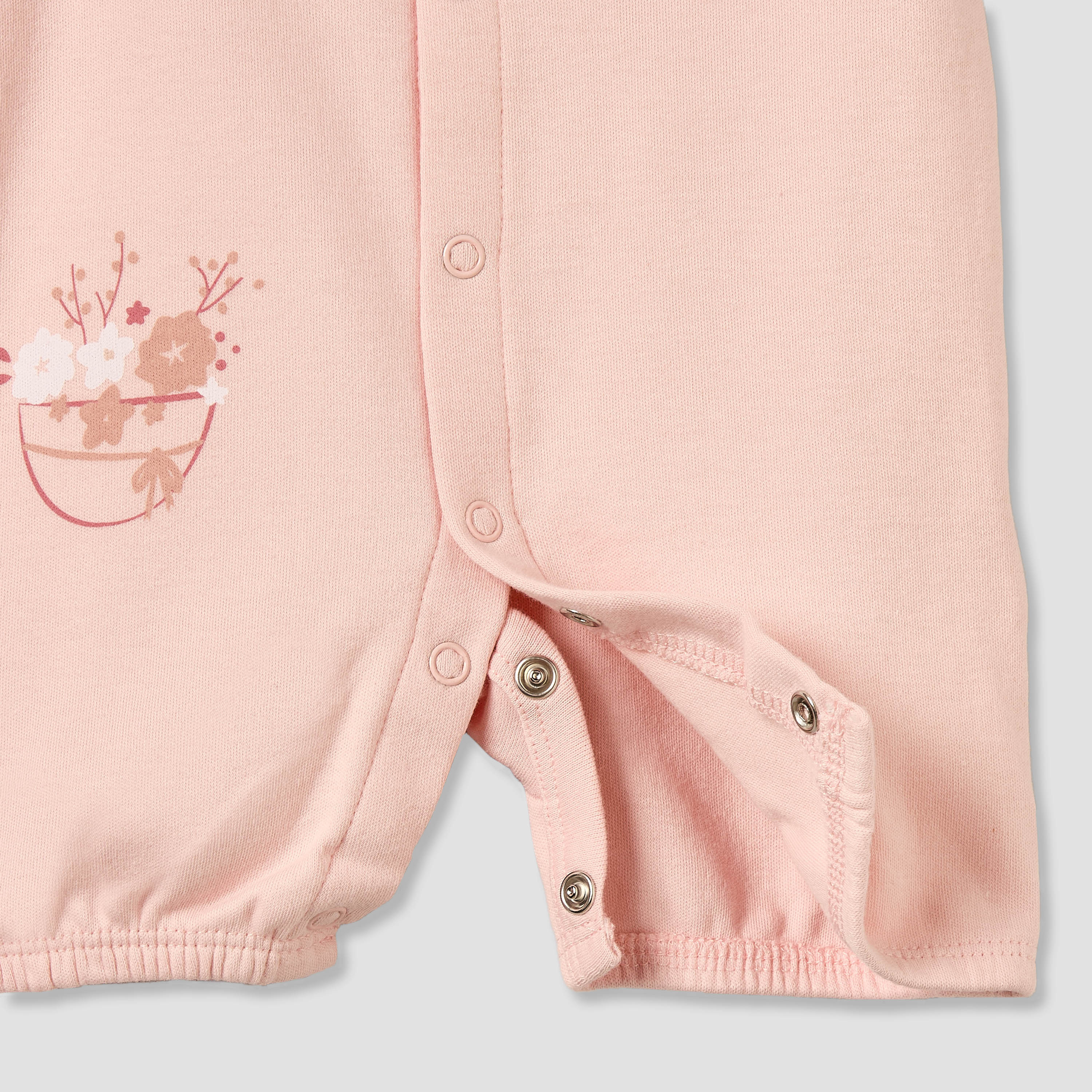 Pack of 3 Juniors Round Neck Short Sleeves Romper with Floral Print-baby-girls-clothing-rompers-image-7