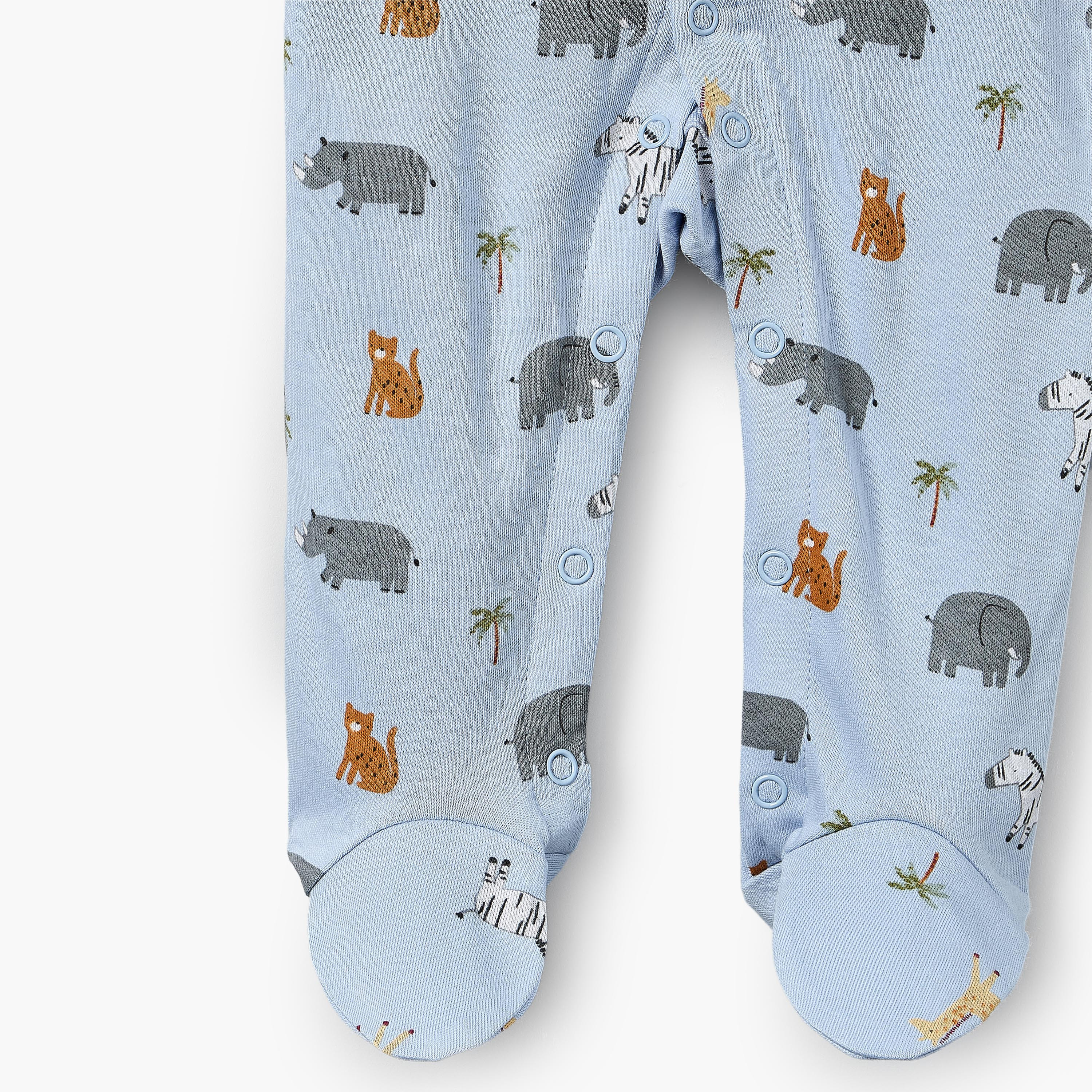 Juniors Cotton Crew Neck Long Sleeves Sleepsuit with Safari Print-baby-boys-clothing-nightwear-sleepsuits-image-4