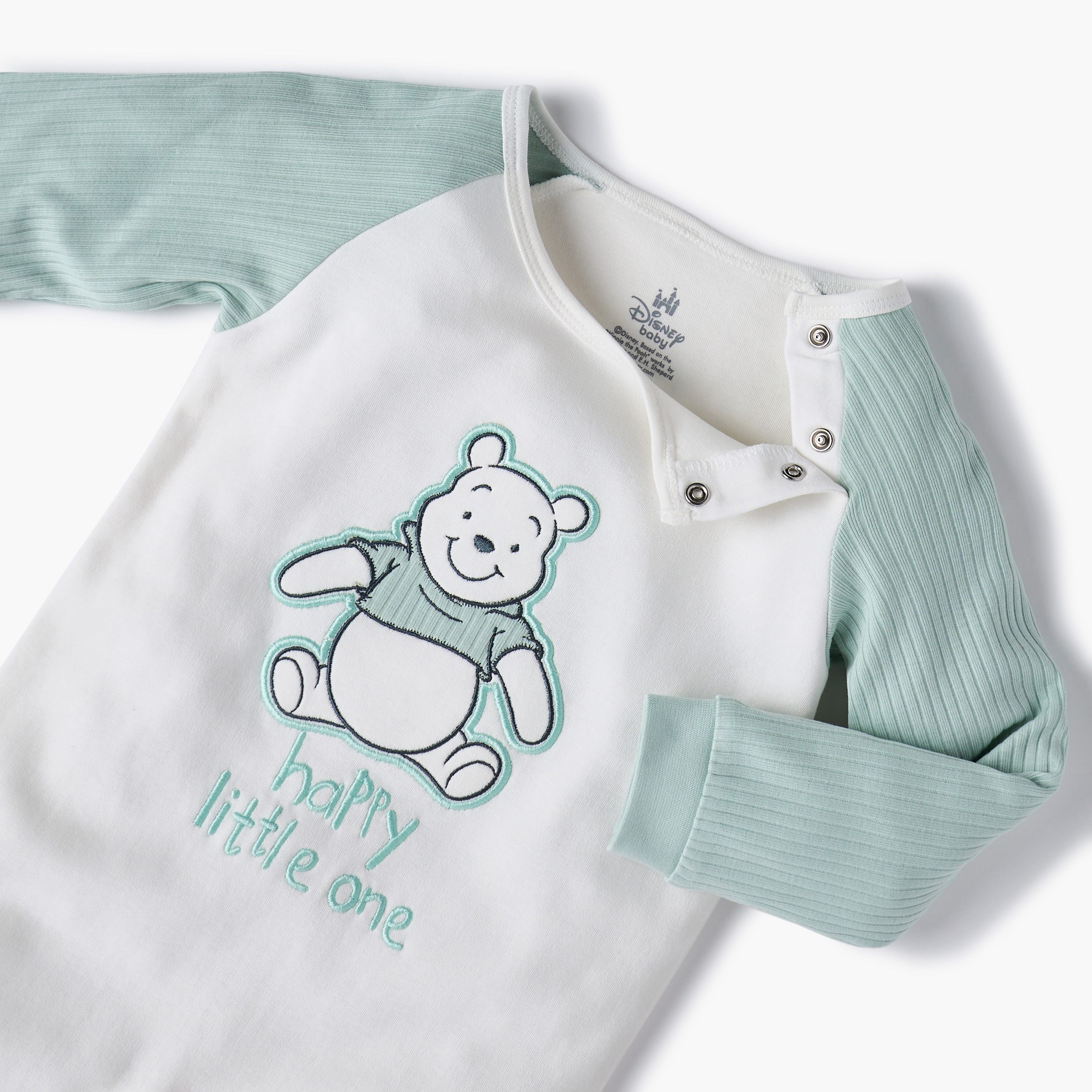 Disney Winnie The Pooh Embroidered Sleepsuit with Long Sleeves-baby-boys-clothing-nightwear-sleepsuits-image-3