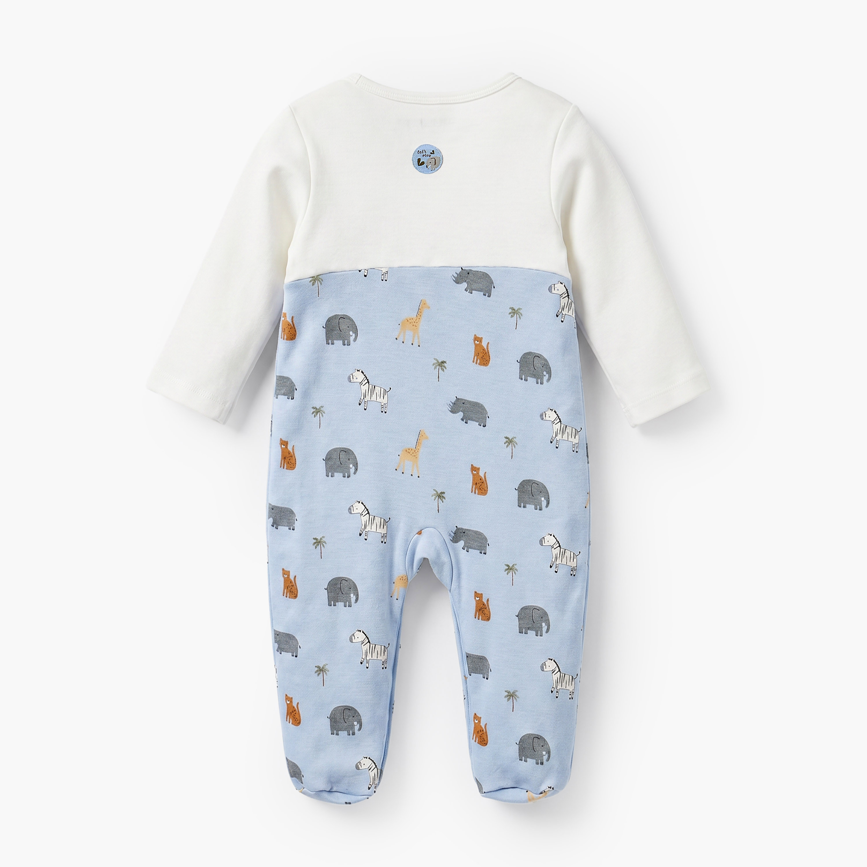 Juniors Cotton Crew Neck Long Sleeves Sleepsuit with Safari Print-baby-boys-clothing-nightwear-sleepsuits-image-1