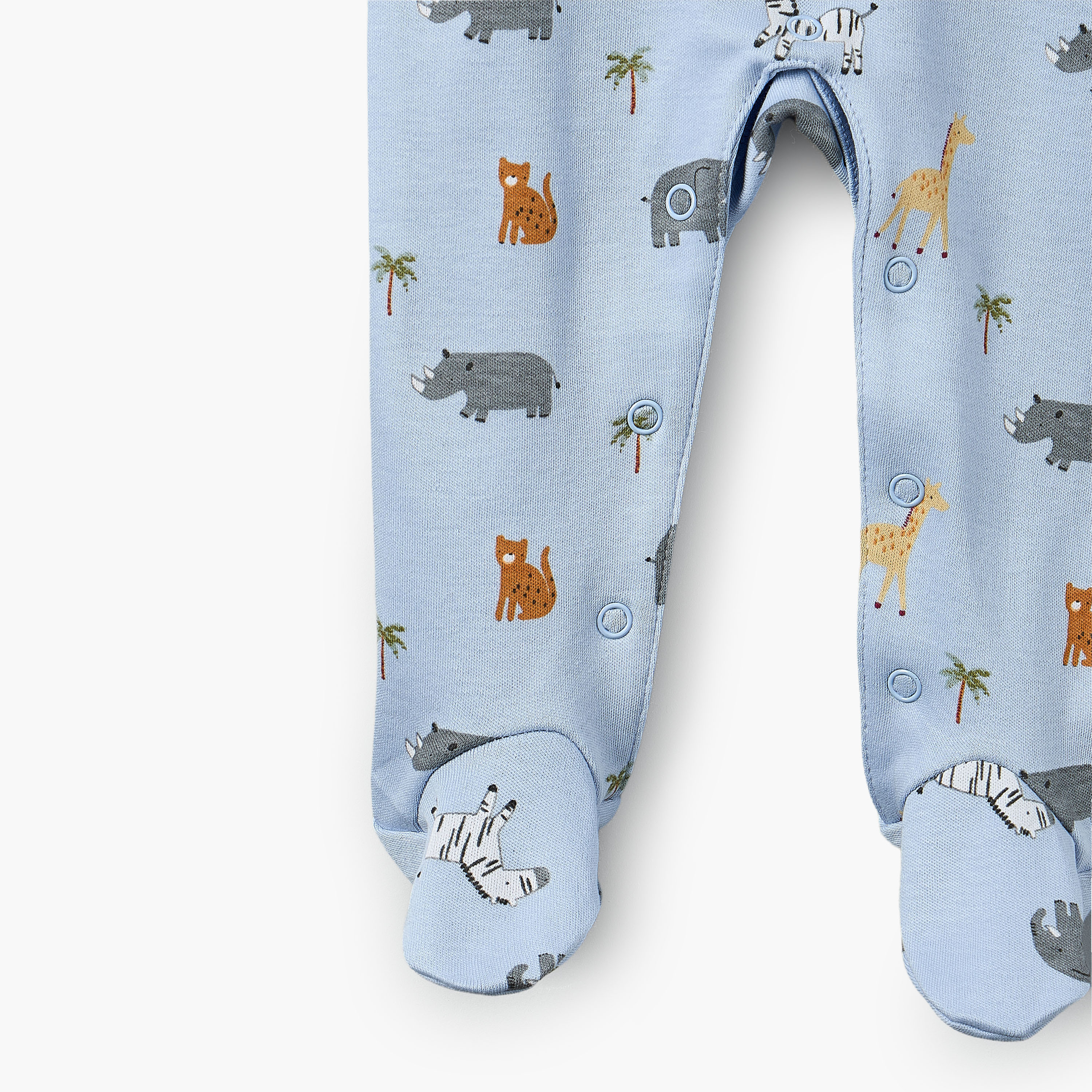 Juniors Cotton Crew Neck Long Sleeves Sleepsuit with Safari Print-baby-boys-clothing-nightwear-sleepsuits-image-3