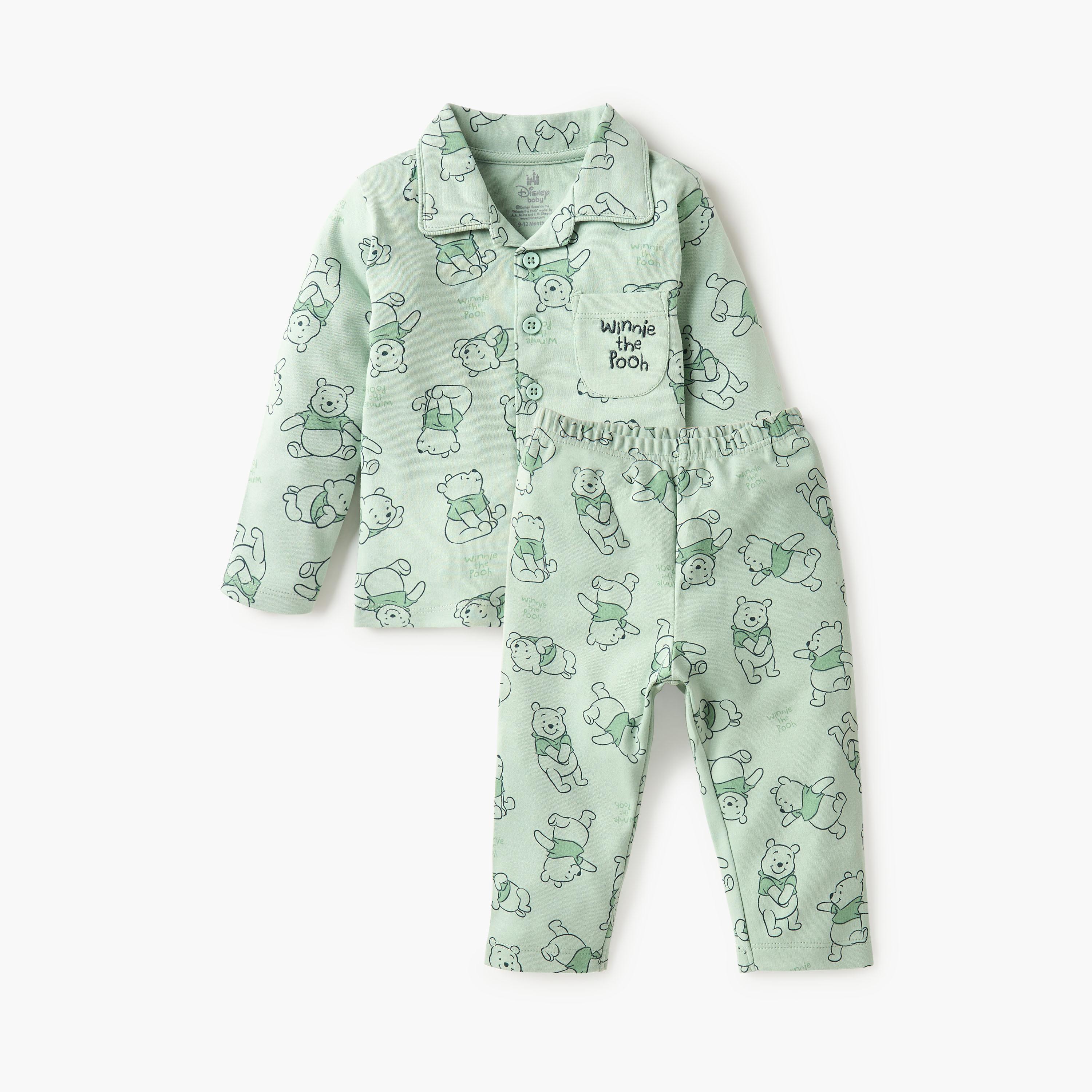 Disney Winnie the Pooh Print Shirt and Pyjama Set-baby-boys-clothing-nightwear-pyjamasets-image-1