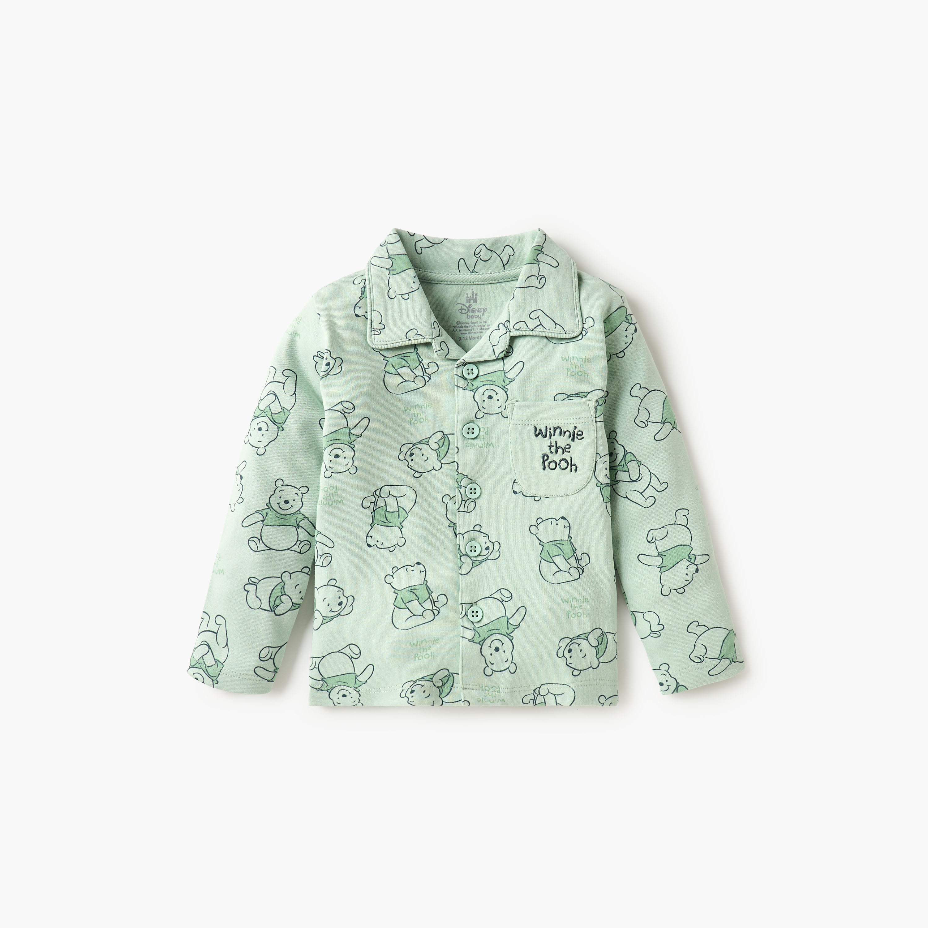Disney Winnie the Pooh Print Shirt and Pyjama Set-baby-boys-clothing-nightwear-pyjamasets-image-2