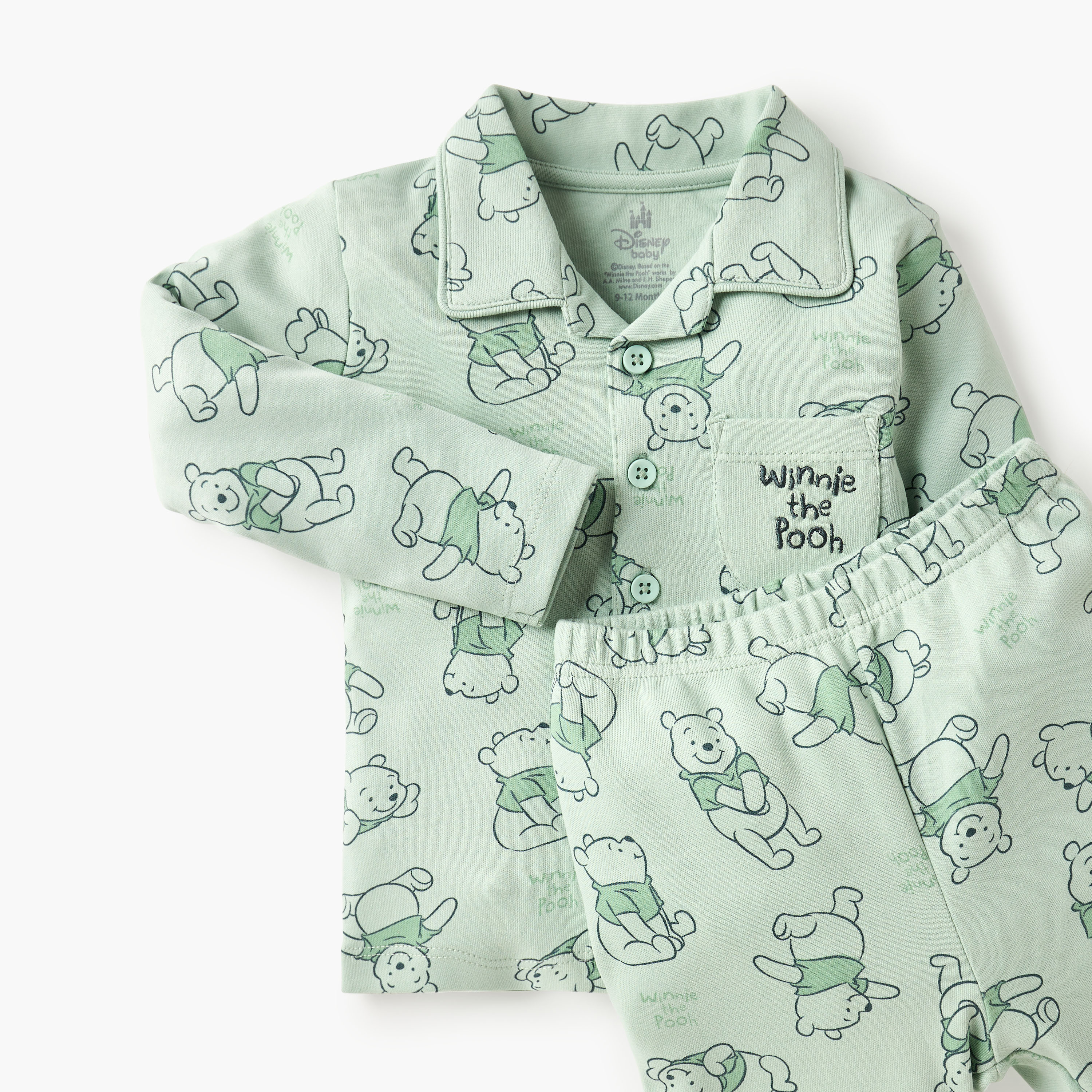 Disney Winnie the Pooh Print Shirt and Pyjama Set-baby-boys-clothing-nightwear-pyjamasets-image-4