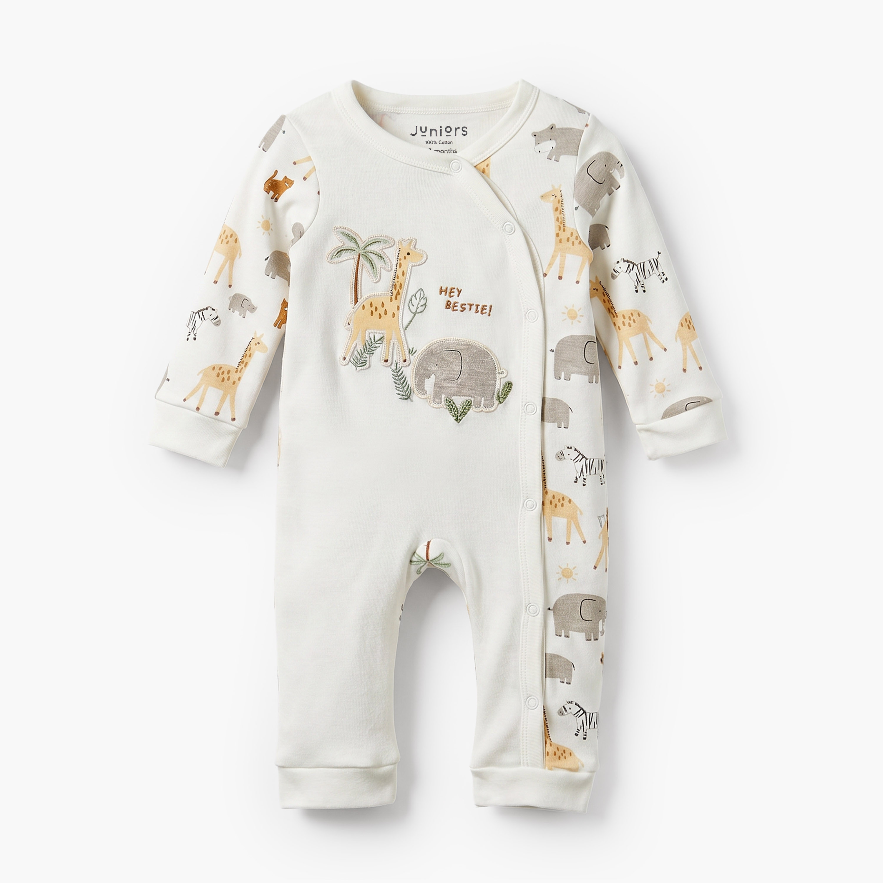 Juniors Cotton Crew Neck Long Sleeves Sleepsuit with Safari Print-baby-boys-clothing-nightwear-sleepsuits-image-1