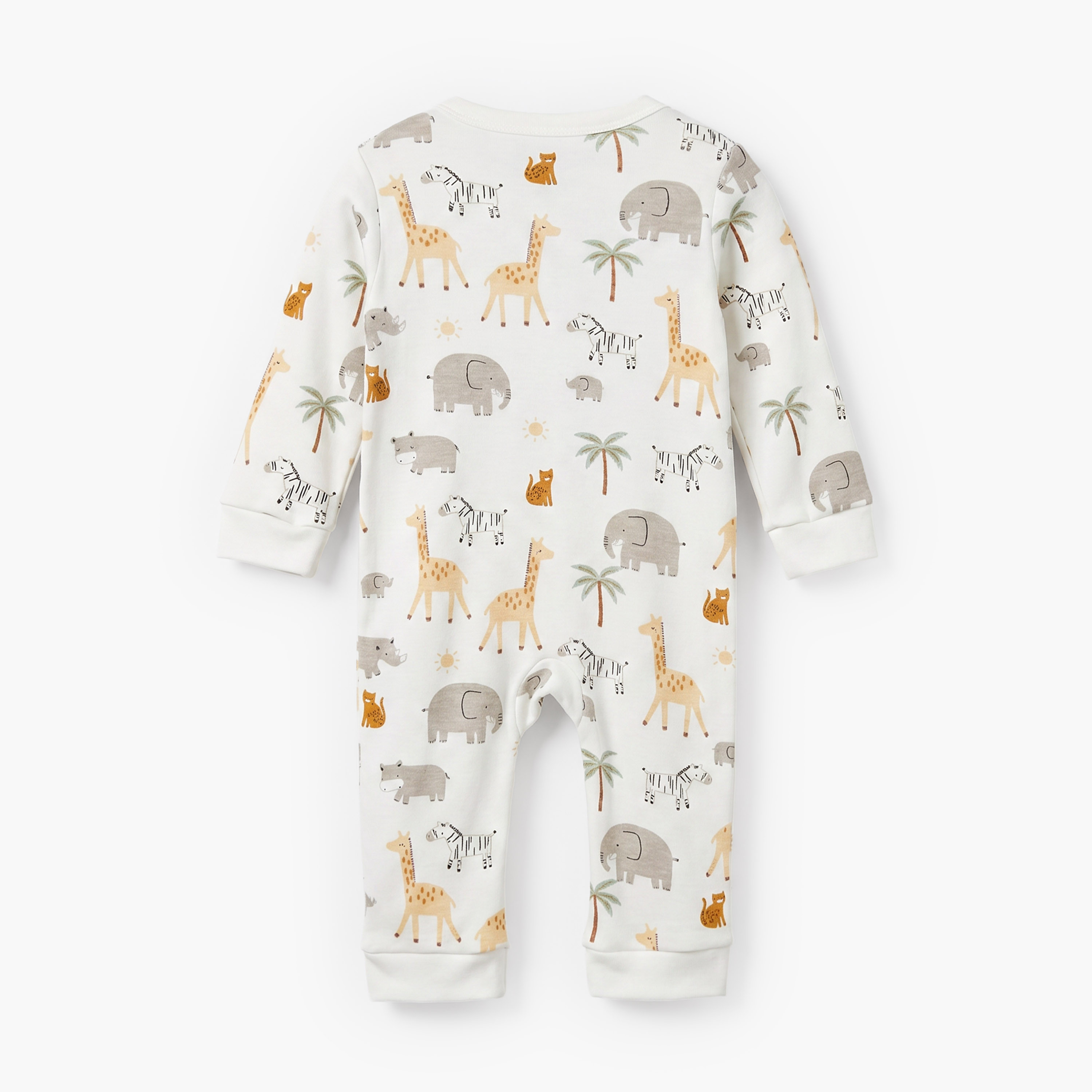 Juniors Cotton Crew Neck Long Sleeves Sleepsuit with Safari Print-baby-boys-clothing-nightwear-sleepsuits-image-2