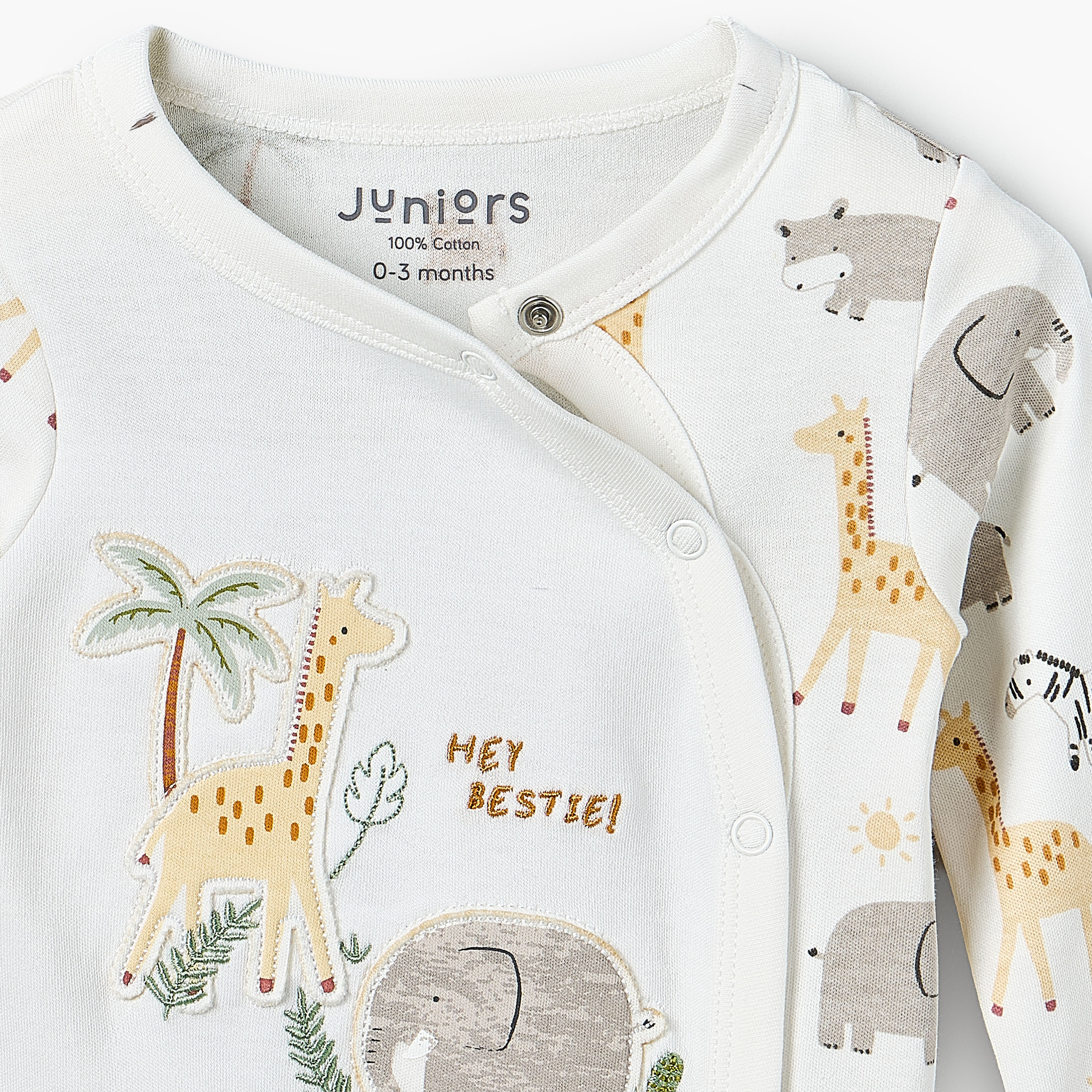 Juniors Cotton Crew Neck Long Sleeves Sleepsuit with Safari Print-baby-boys-clothing-nightwear-sleepsuits-image-3