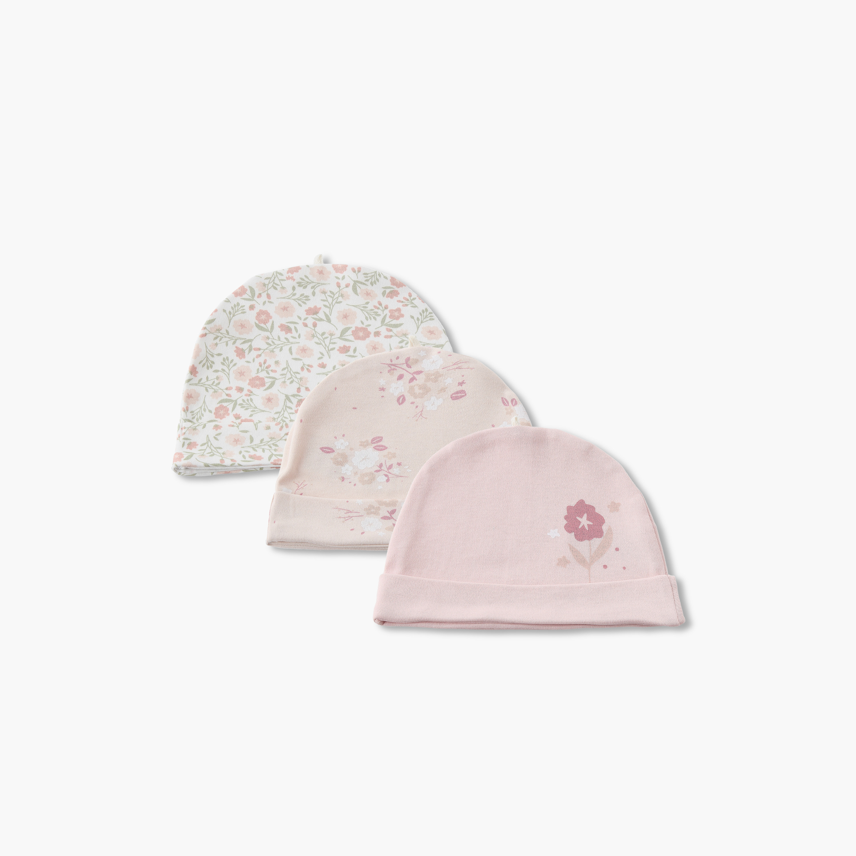 Pack of 3 Juniors Cap with Floral Print-baby-girls-accessories-caps-image-1