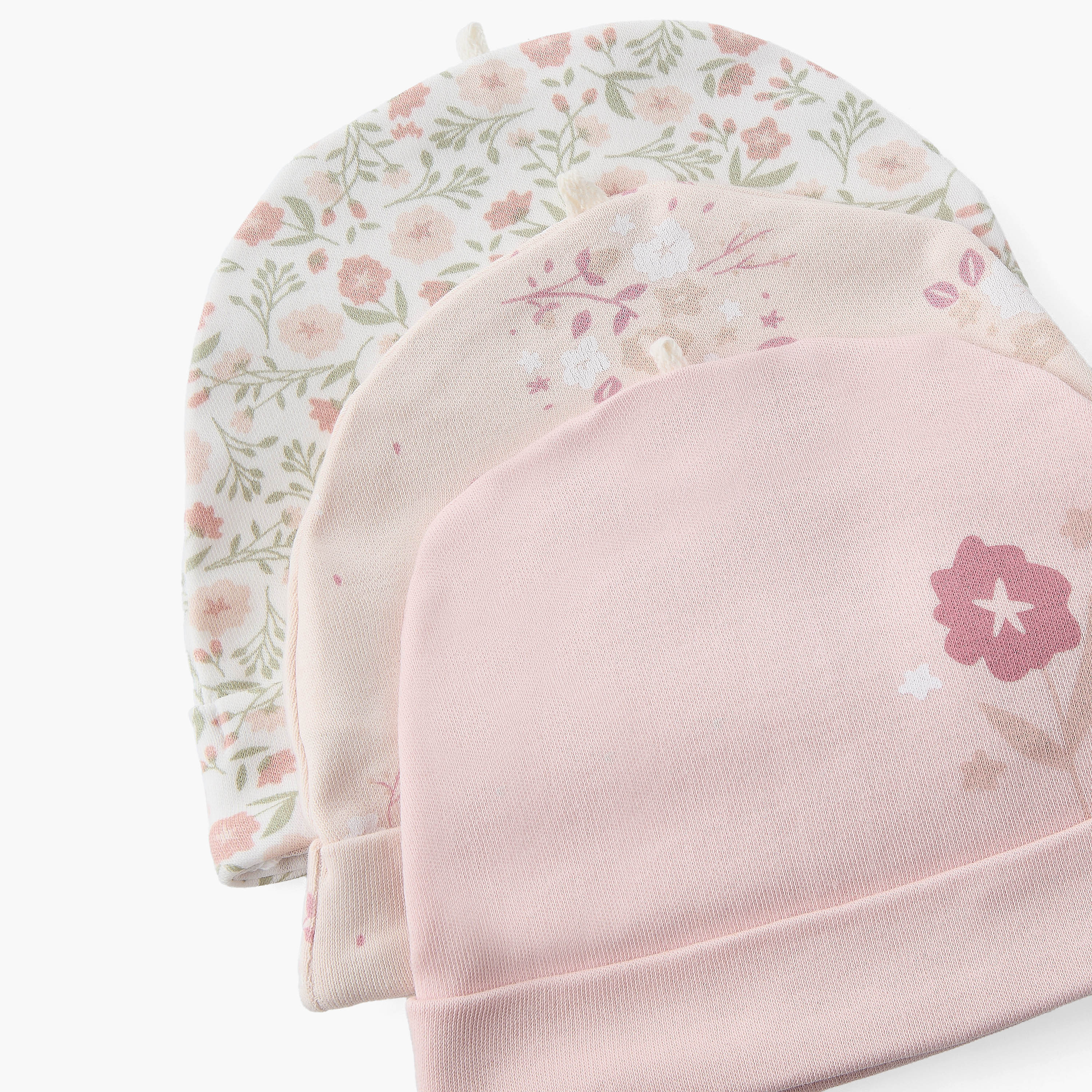 Pack of 3 Juniors Cap with Floral Print-baby-girls-accessories-caps-image-7