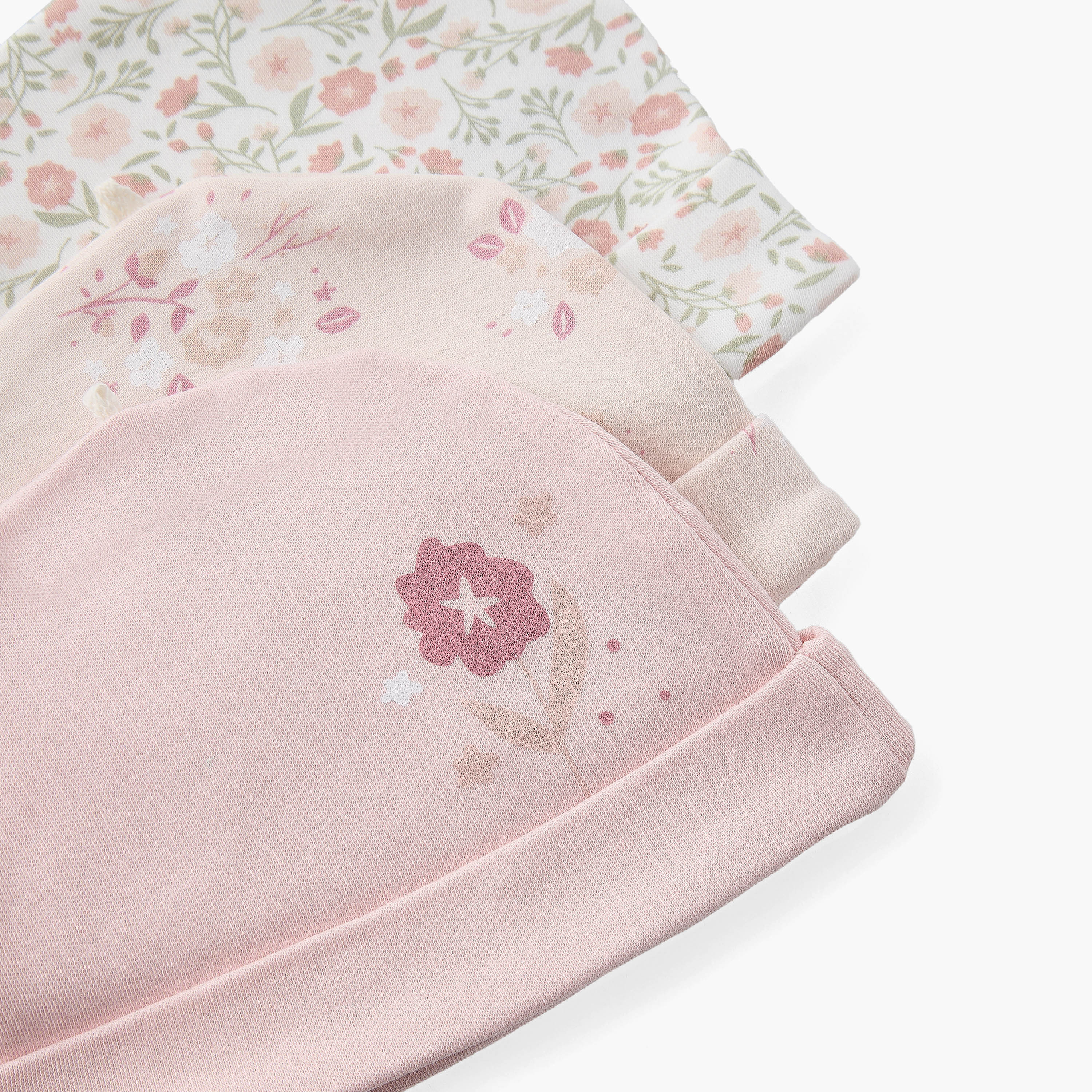 Pack of 3 Juniors Cap with Floral Print-baby-girls-accessories-caps-image-8