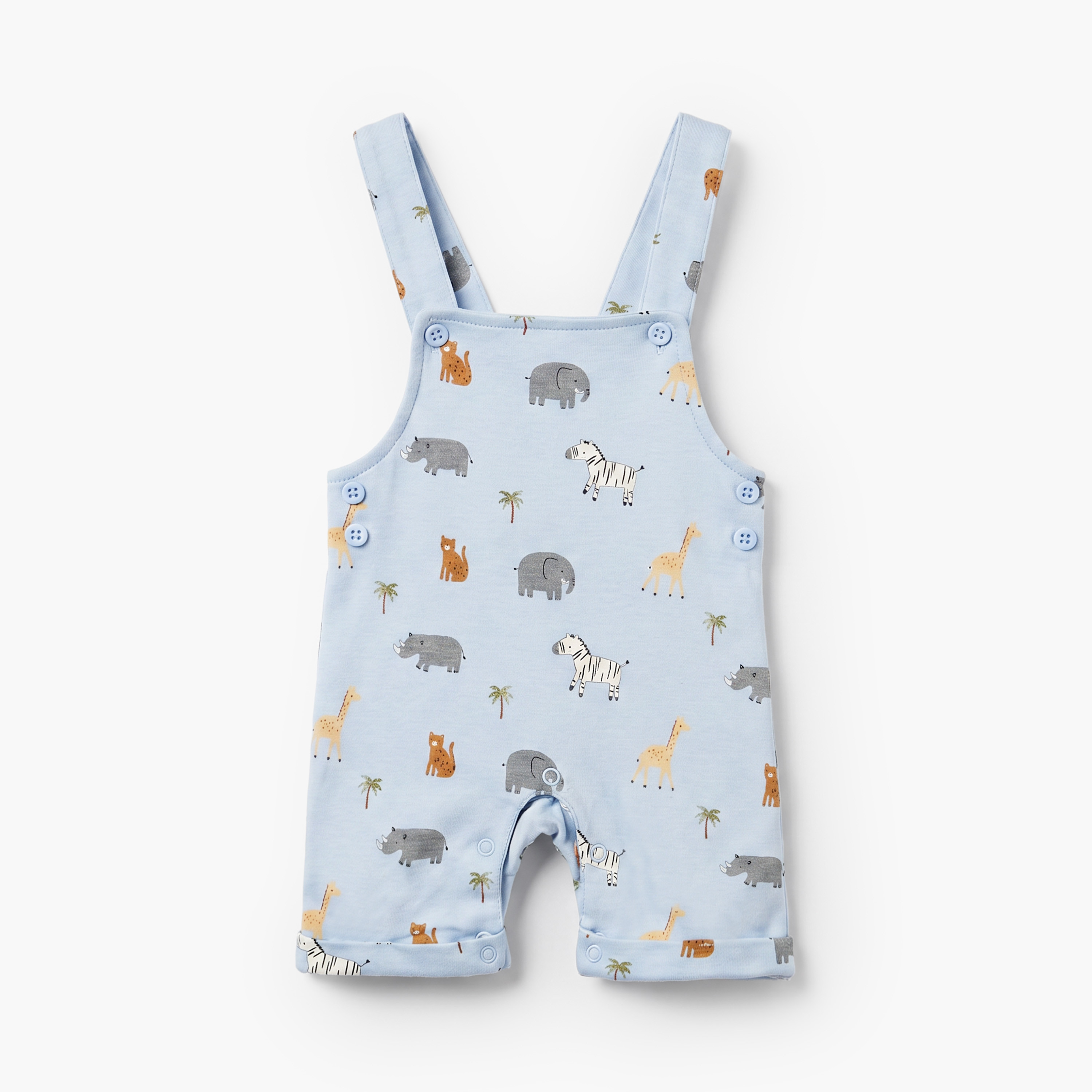 Juniors Crew Neck Short Sleeves T-shirt and Dungaree Set with Safari Print-baby-boys-clothing-setsandcoords-image-3