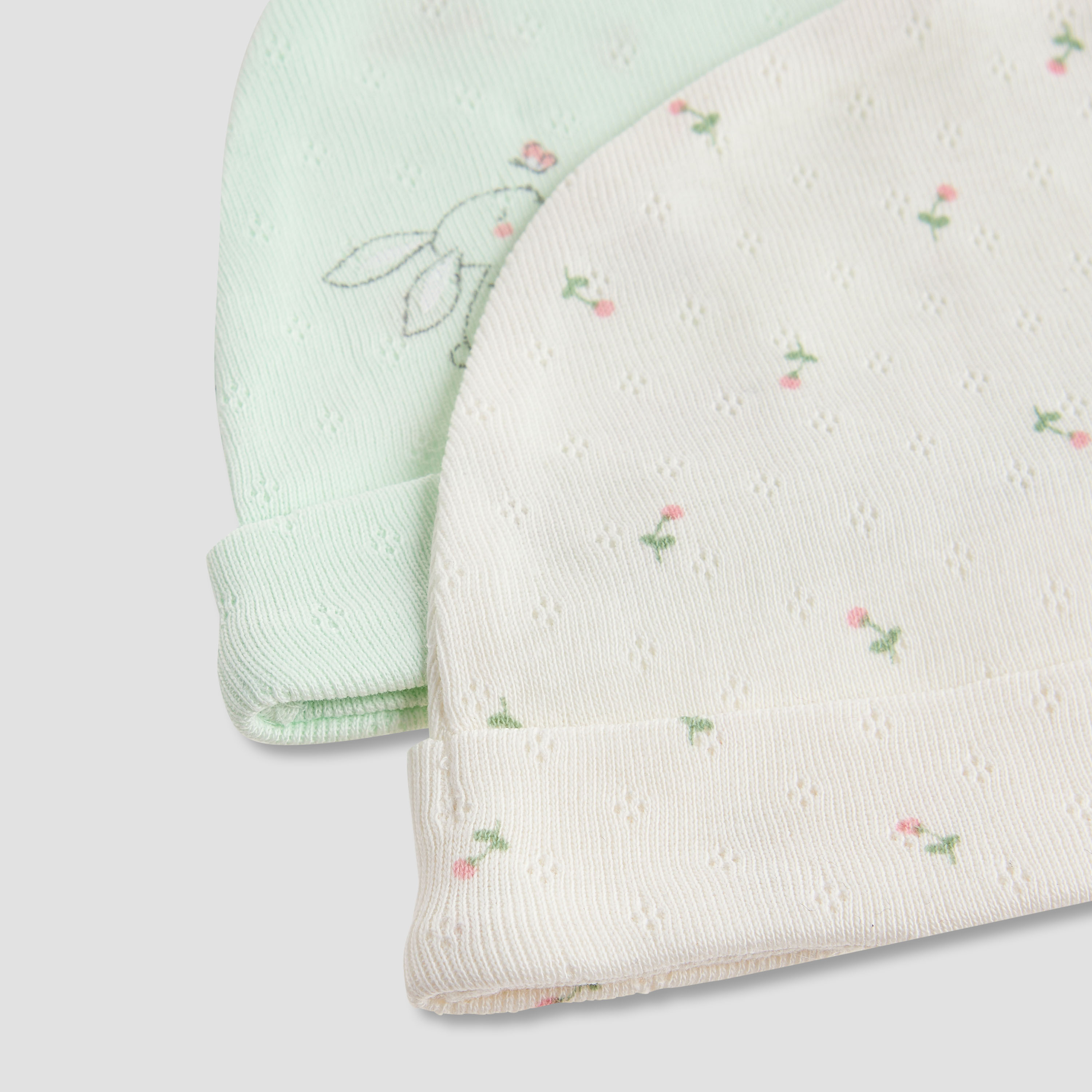 Juniors Floral Print Beanie Cap - Set of 2-baby-girls-accessories-caps-image-6