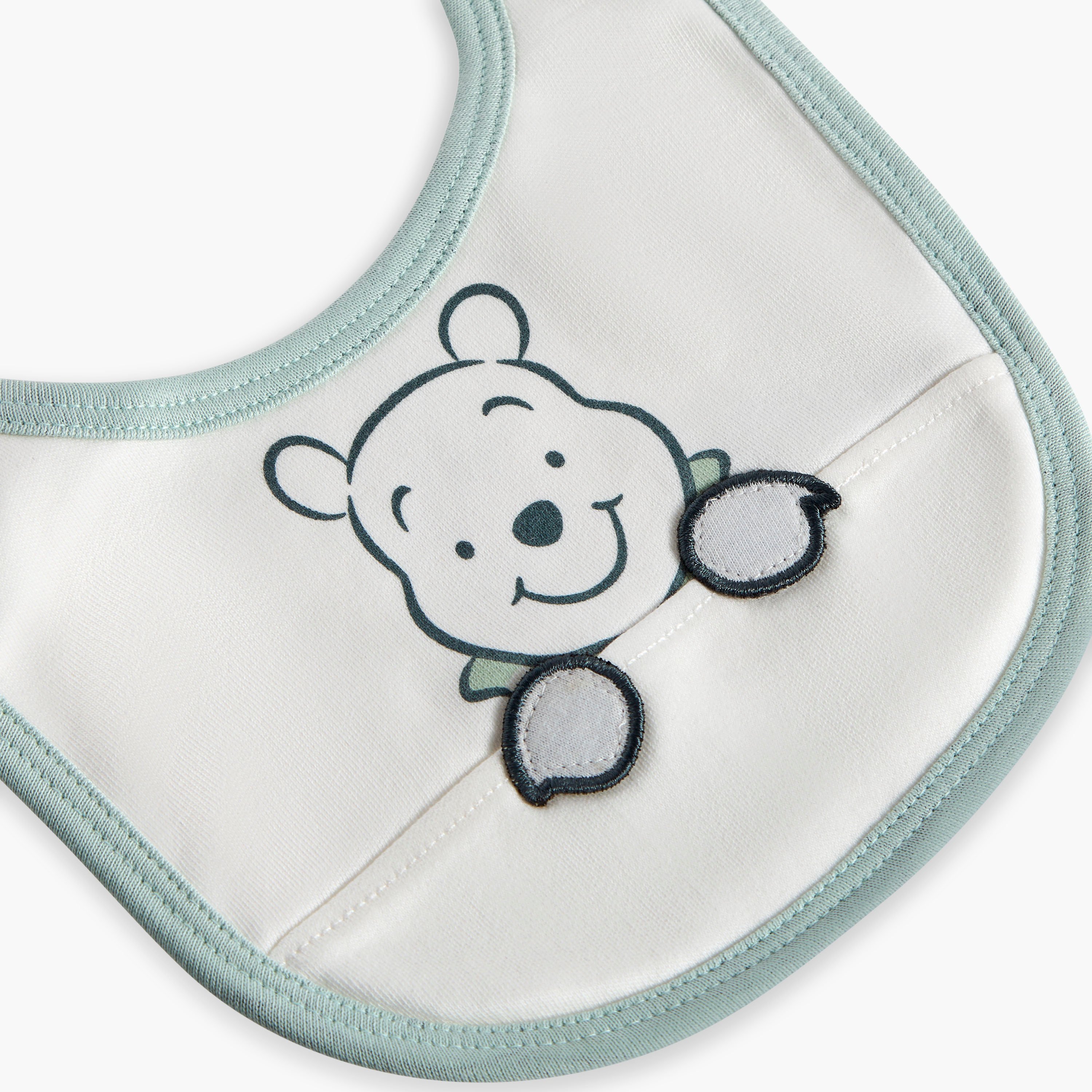 Disney Winnie the Pooh Print Bib with Button Closure-baby-feeding-bibs-image-3
