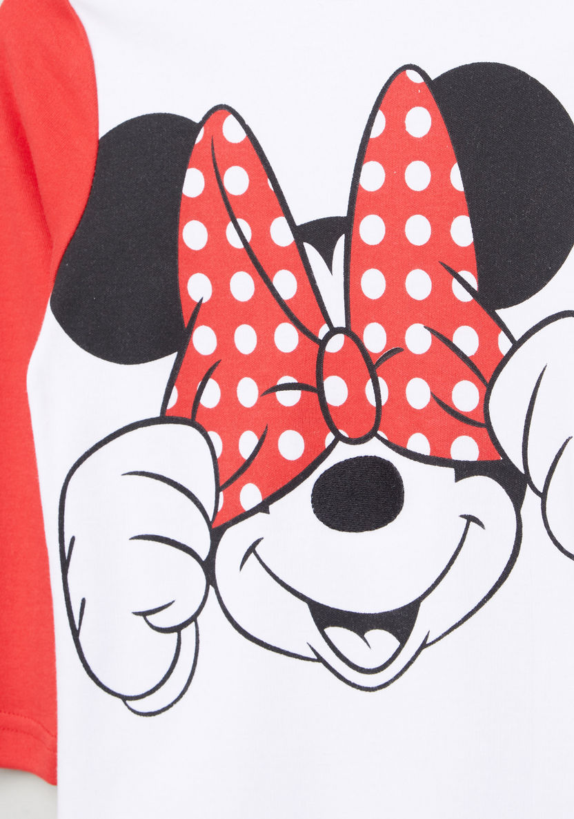 Minnie Mouse Printed Long Sleeves T-Shirt and Pyjama Set-Pyjama Sets-image-2