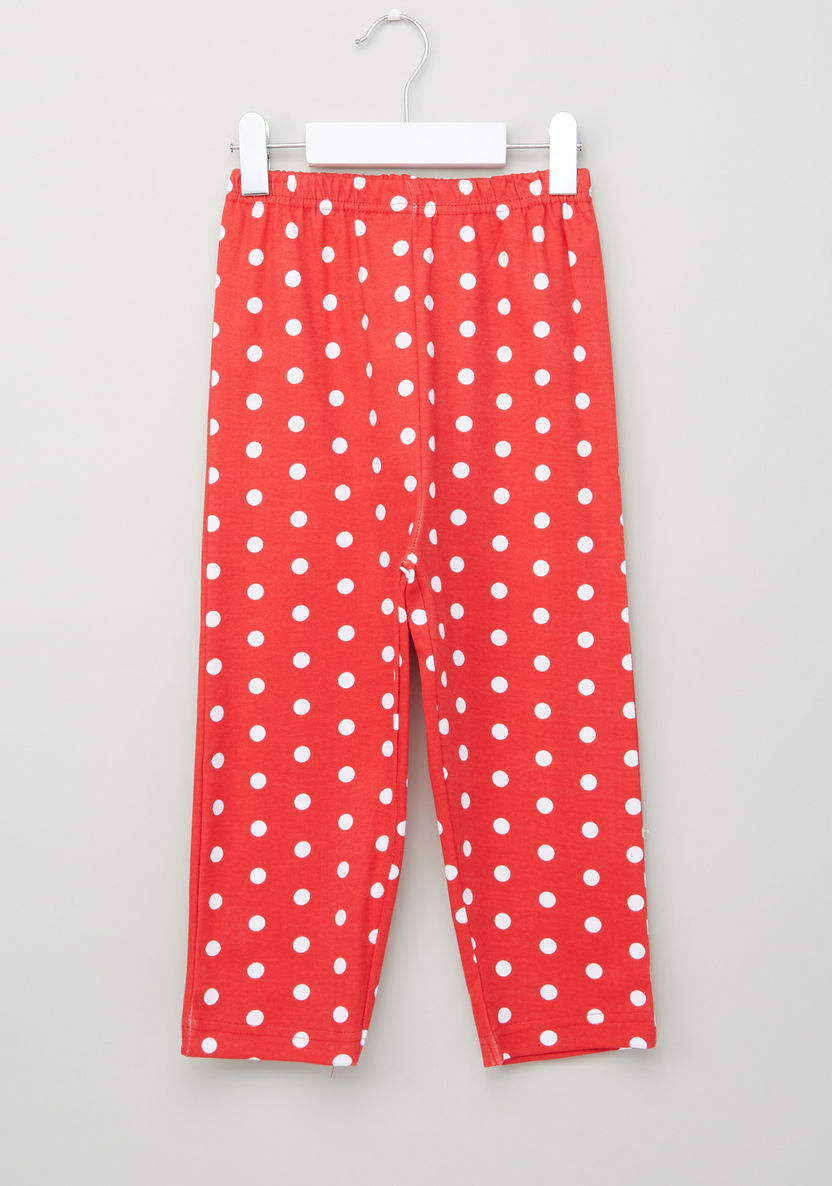 Minnie Mouse Printed Long Sleeves T-Shirt and Pyjama Set-Pyjama Sets-image-3