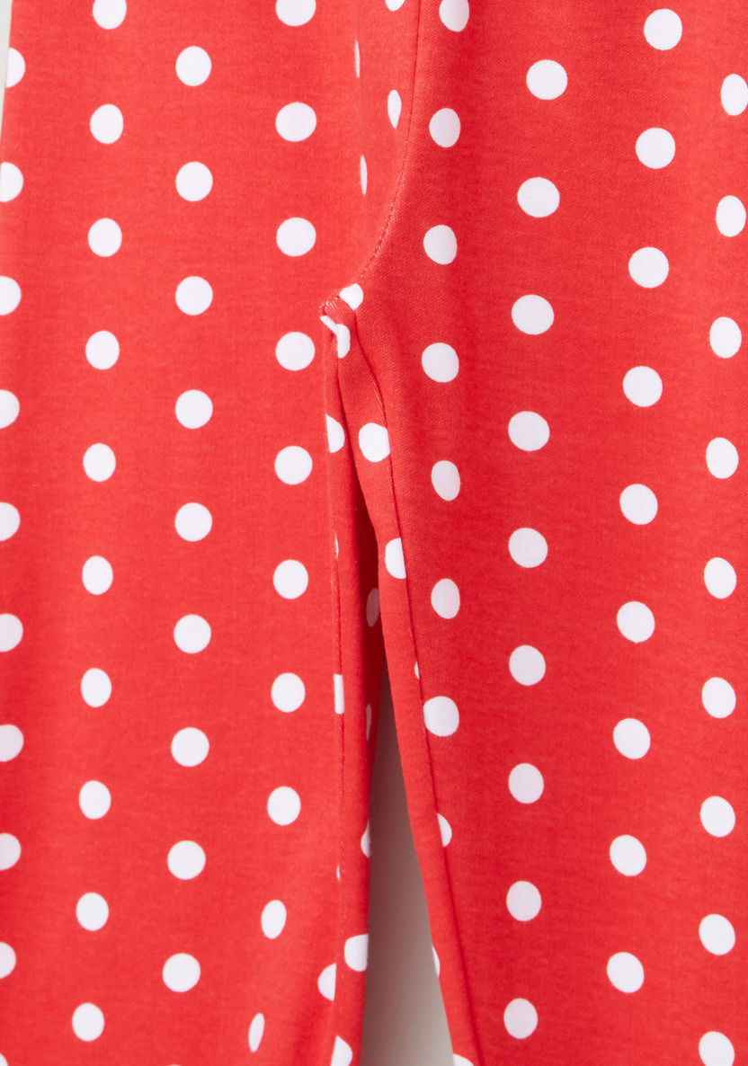 Minnie Mouse Printed Long Sleeves T-Shirt and Pyjama Set-Pyjama Sets-image-4