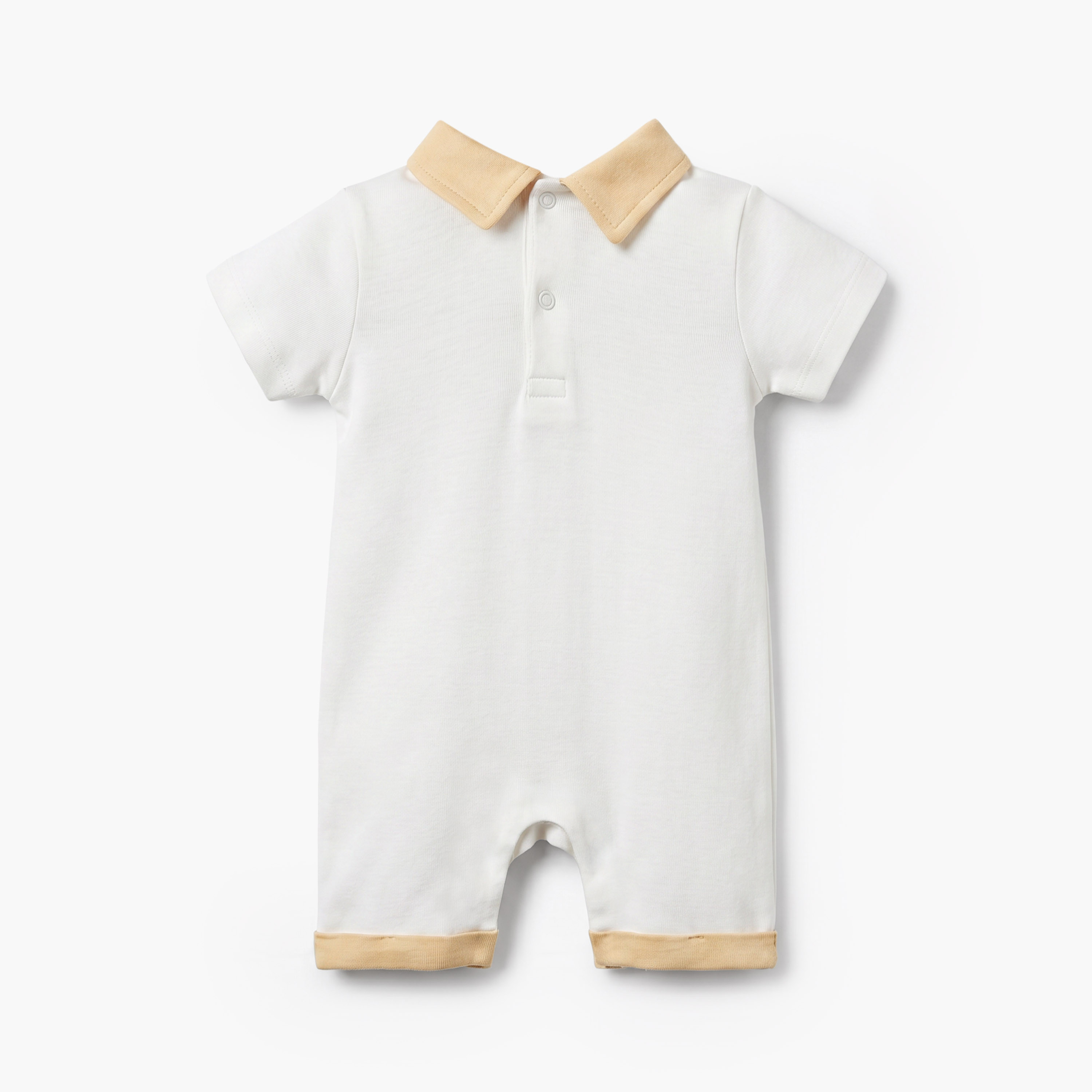 Juniors Polo Neck Short Sleeves Romper with Safari Print-baby-boys-clothing-rompers-image-2