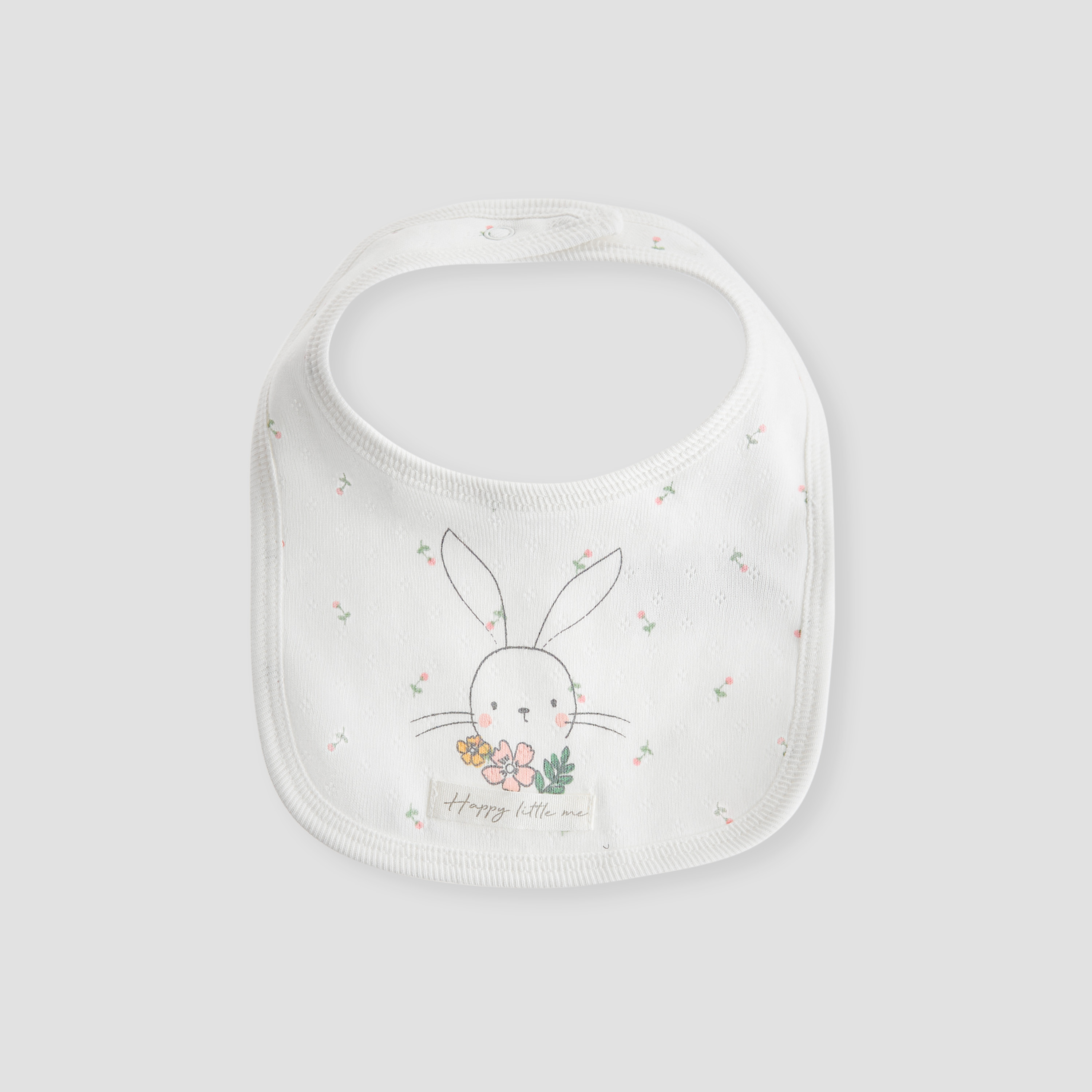 Juniors Bunny Print Bib with Button Closure - Set of 2-baby-feeding-bibs-image-2