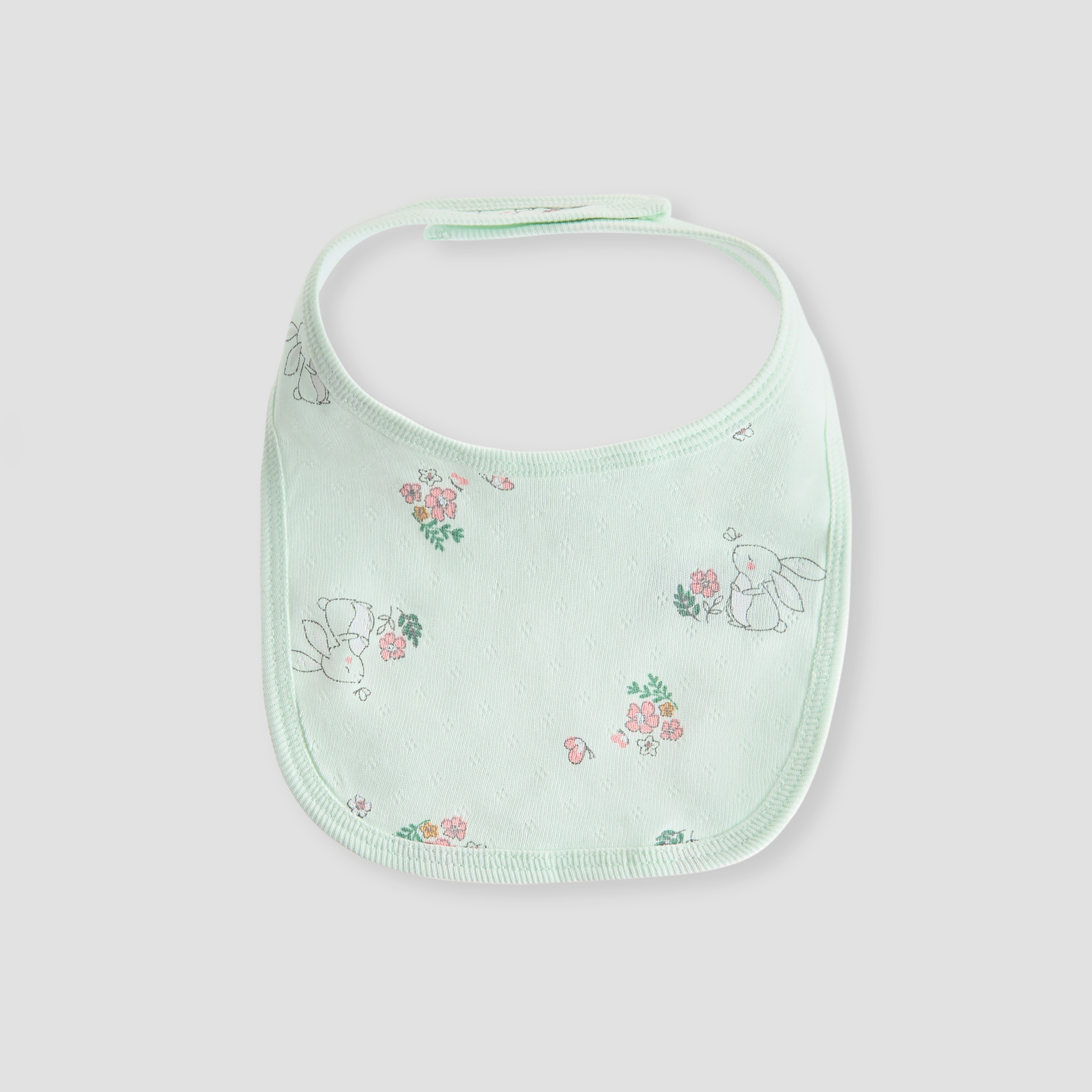 Juniors Bunny Print Bib with Button Closure - Set of 2-baby-feeding-bibs-image-3