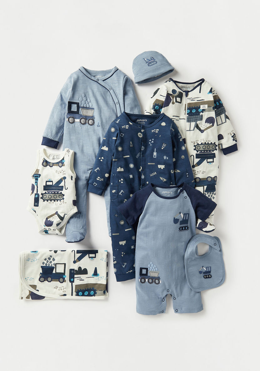 Juniors Vehicle Print Romper with Snap Button Closure-Rompers%2C Dungarees and Jumpsuits-image-4