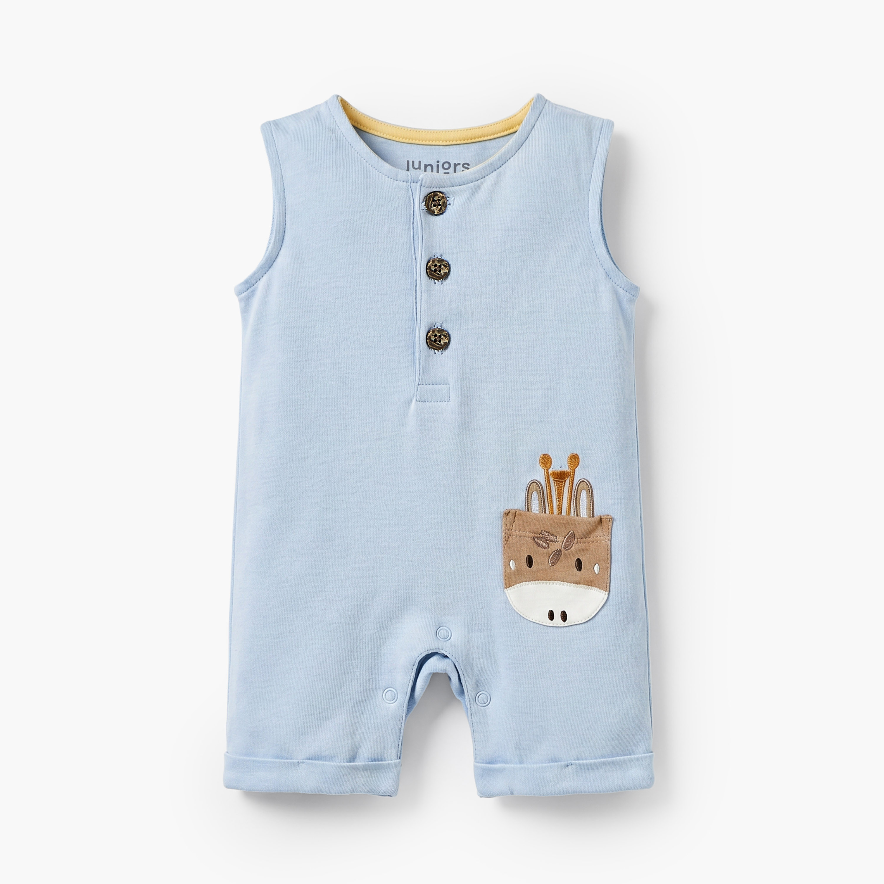 أفرول بدون أكمام وبياقة مستديرة وزينة زرافة من جونيورز-baby-boys-clothing-rompers-image-1