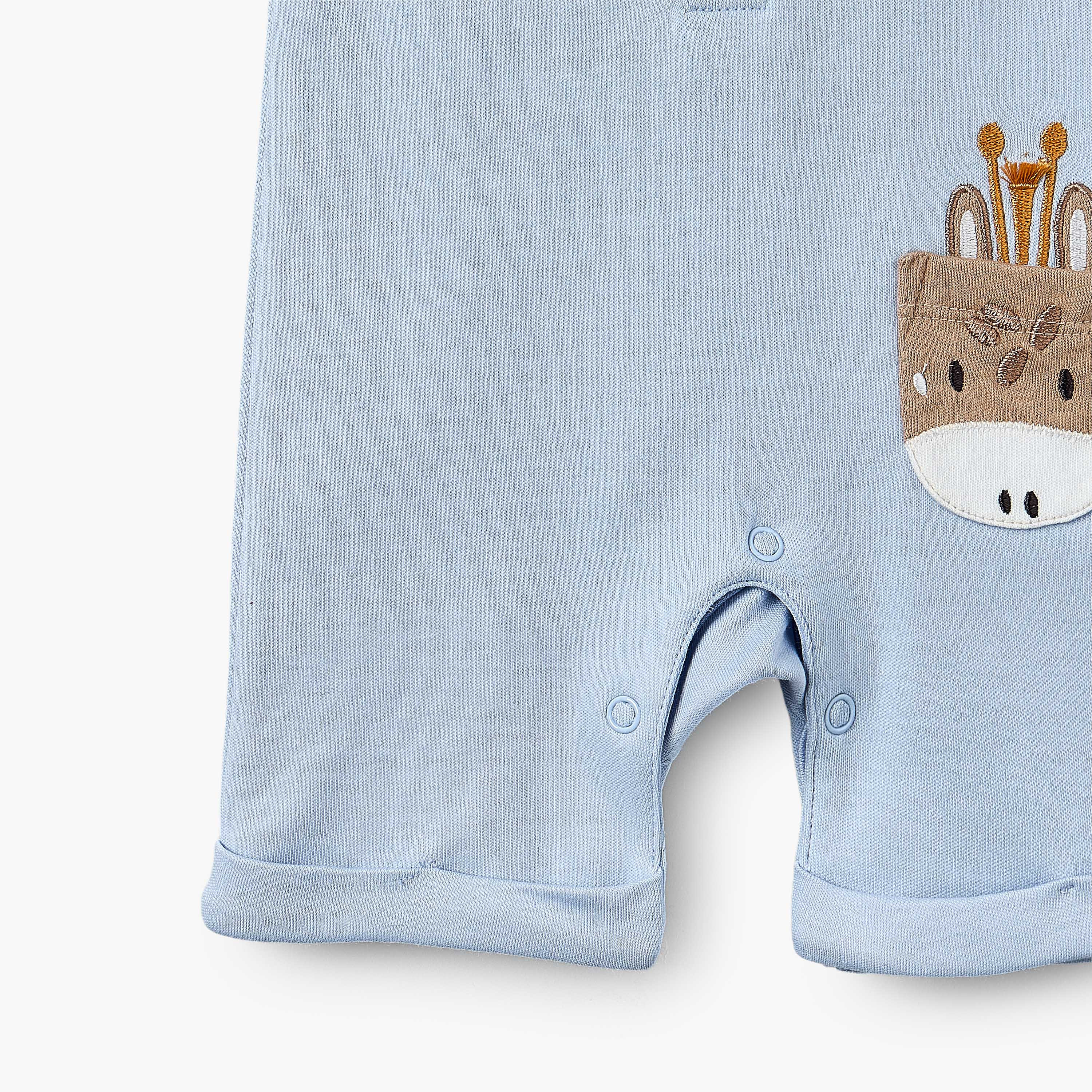 أفرول بدون أكمام وبياقة مستديرة وزينة زرافة من جونيورز-baby-boys-clothing-rompers-image-4