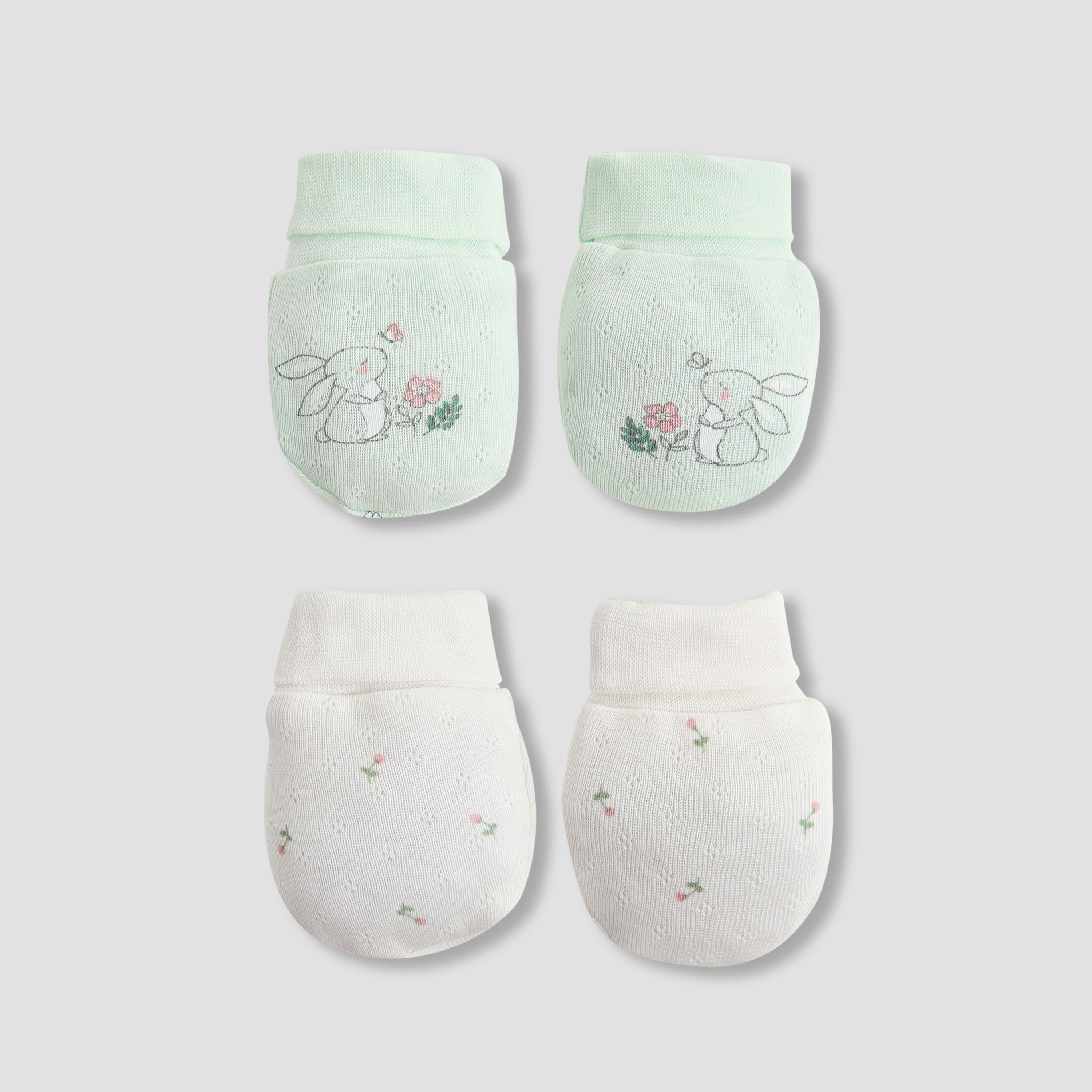 Juniors Floral Print Mittens - Set of 2-baby-girls-accessories-mittens-image-1