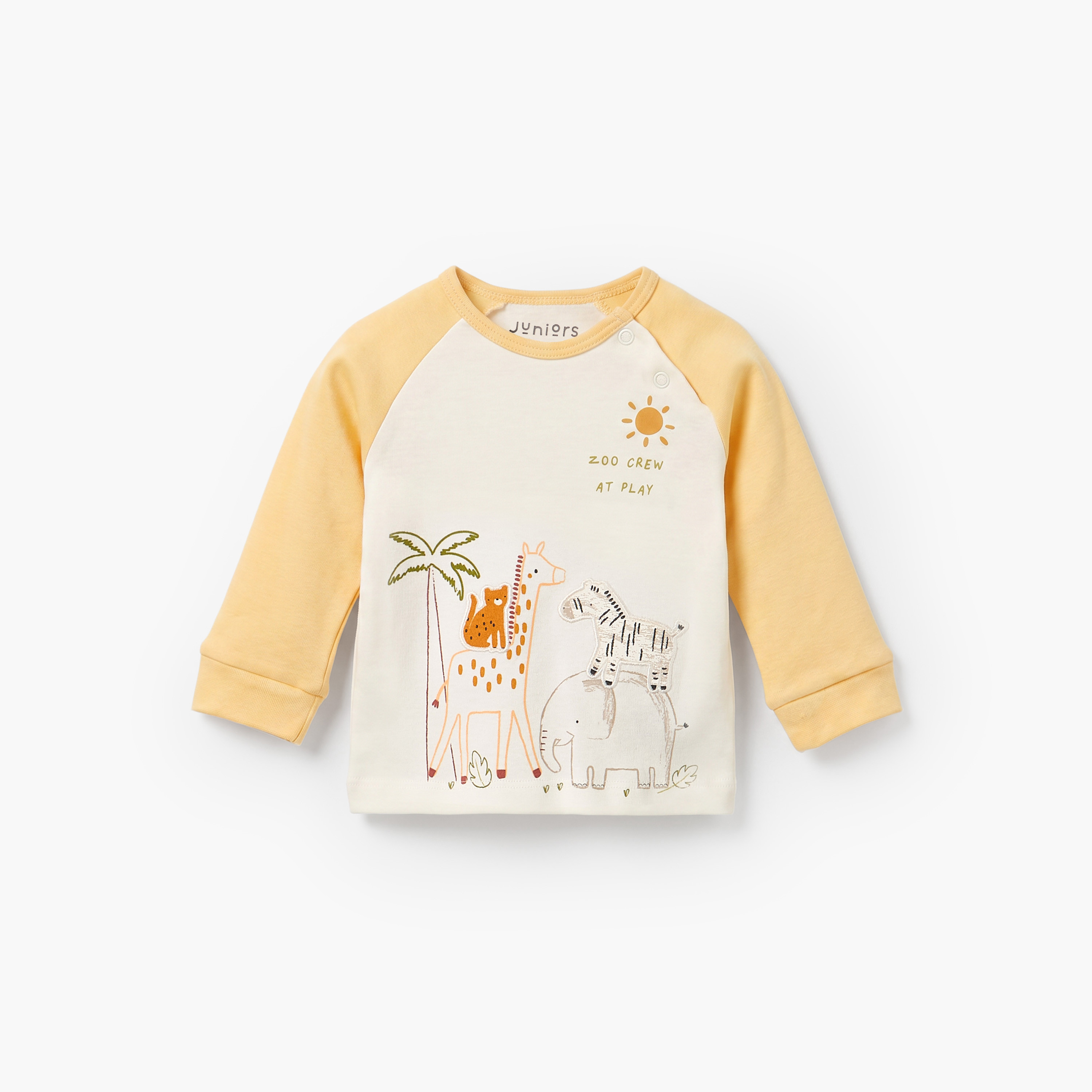 Juniors Cotton Crew Neck Long Sleeves Pyjama Set with Safari Print-baby-boys-clothing-nightwear-pyjamasets-image-2