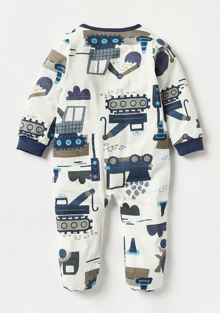 Juniors All-Over Vehicle Print Sleepsuit with Long Sleeves and Zip Closure-Sleepsuits-image-1