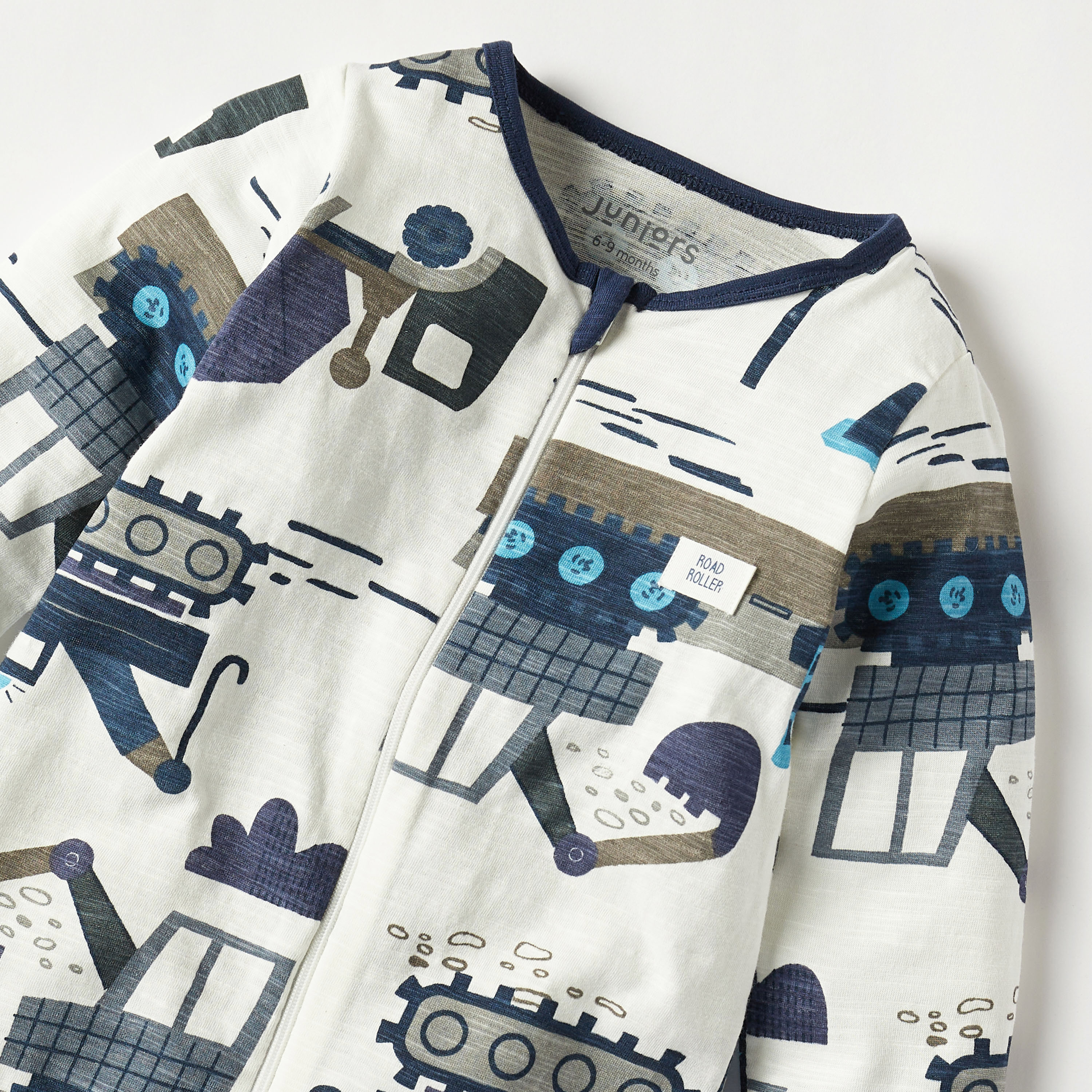 Juniors All-Over Vehicle Print Sleepsuit with Long Sleeves and Zip Closure-baby-boys-clothing-nightwear-sleepsuits-image-3