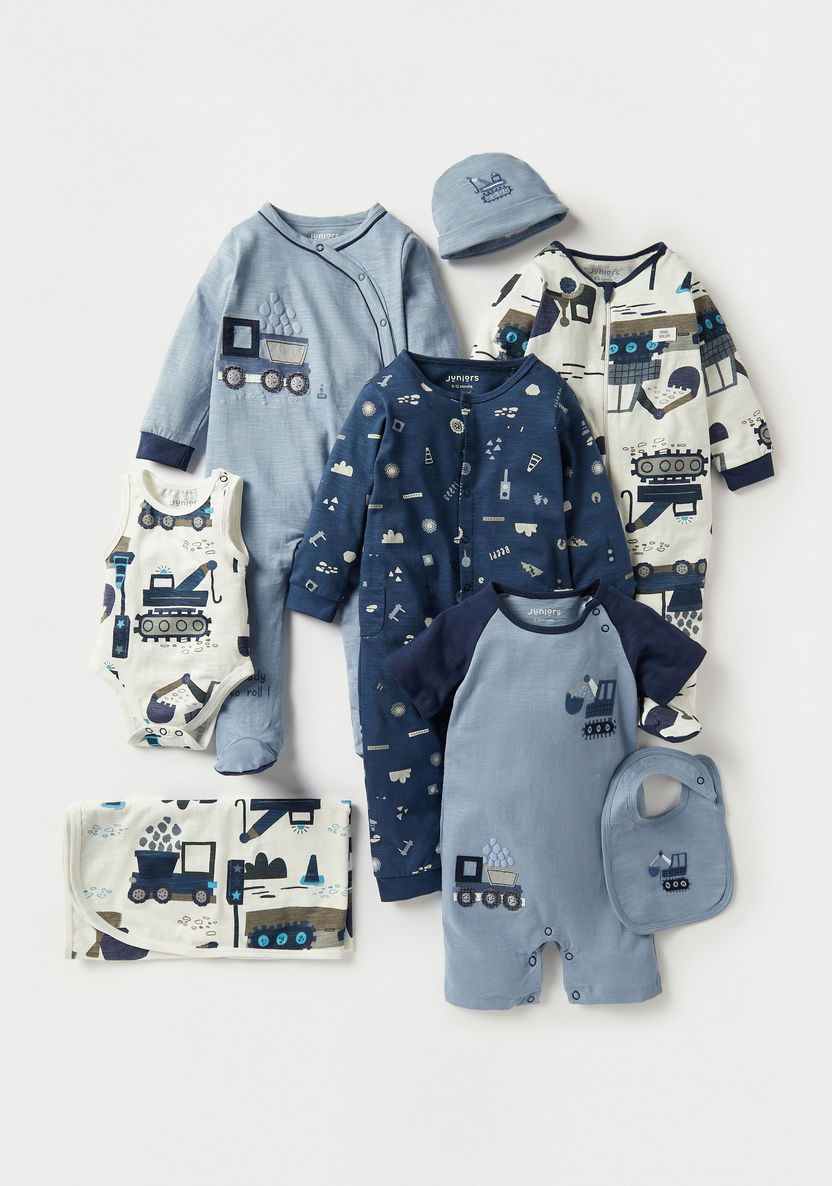 Juniors All-Over Vehicle Print Sleepsuit with Long Sleeves and Zip Closure-Sleepsuits-image-4