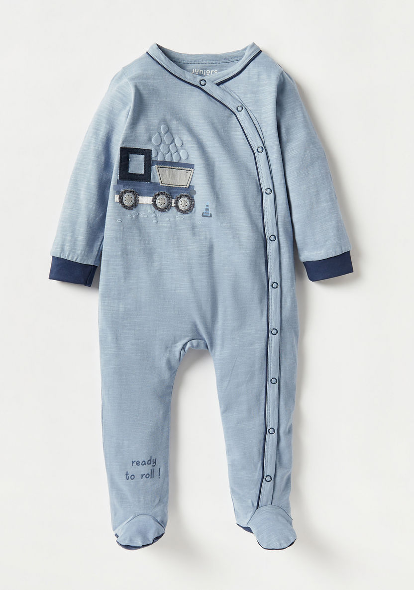 Juniors Vehicle Applique Detail Sleepsuit with Long Sleeves-Sleepsuits-image-0