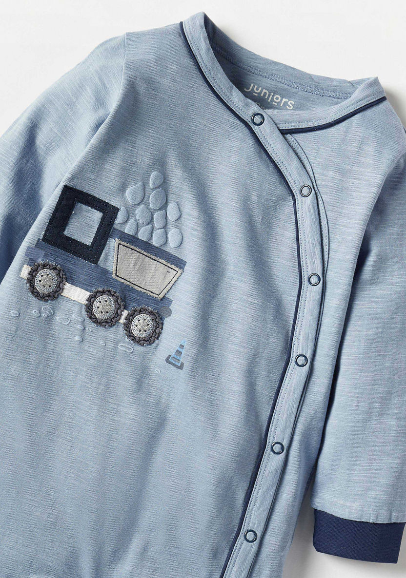 Juniors Vehicle Applique Detail Sleepsuit with Long Sleeves-Sleepsuits-image-2