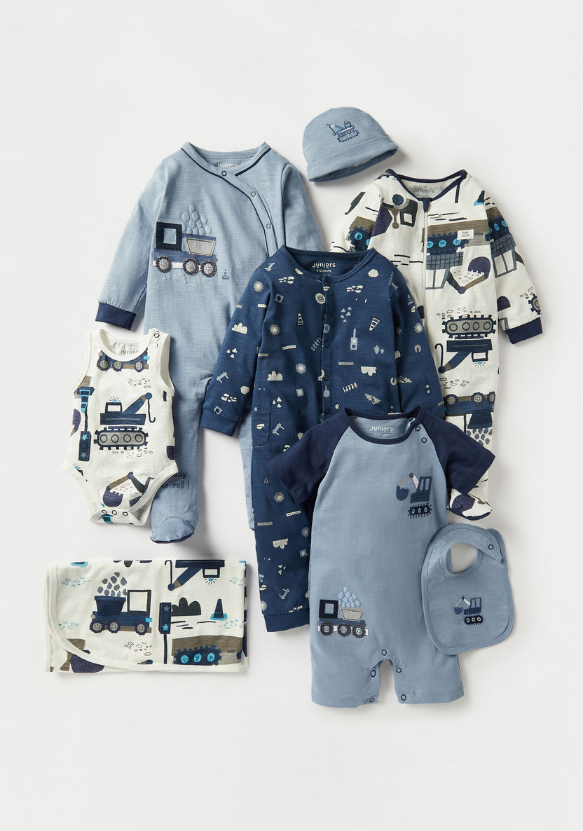 Juniors All-Over Graphic Print Sleepsuit with Long Sleeves and Snap Button Closure-Sleepsuits-image-4