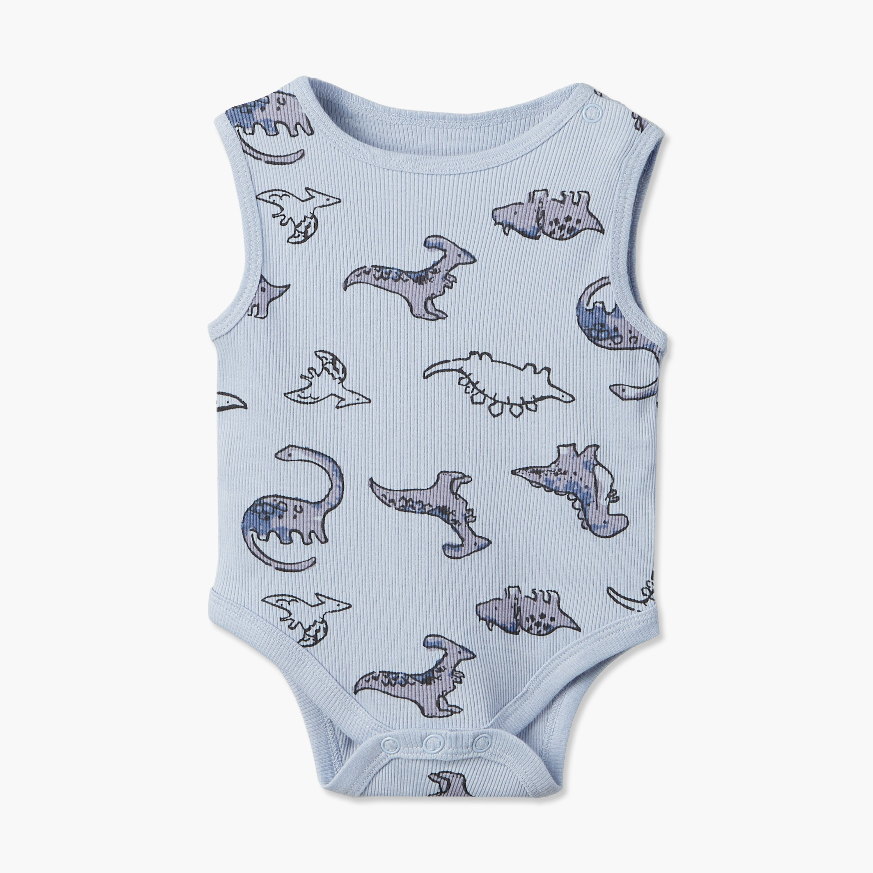 Pack of 3 Juniors Round Neck Sleeveless Bodysuit with Snap Button Closure-baby-boys-clothing-bodysuits-image-4