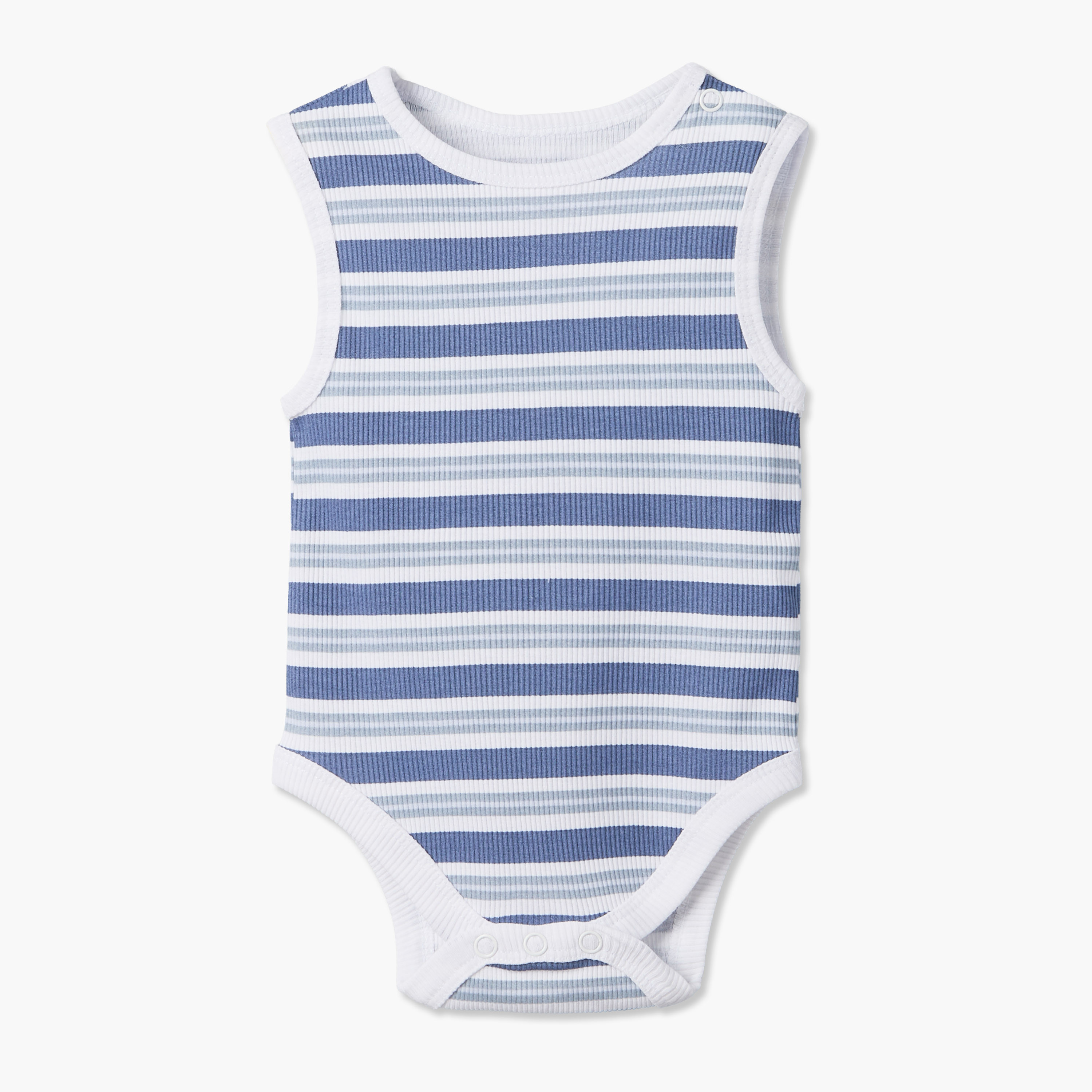 Pack of 3 Juniors Round Neck Sleeveless Bodysuit with Snap Button Closure-baby-boys-clothing-bodysuits-image-5