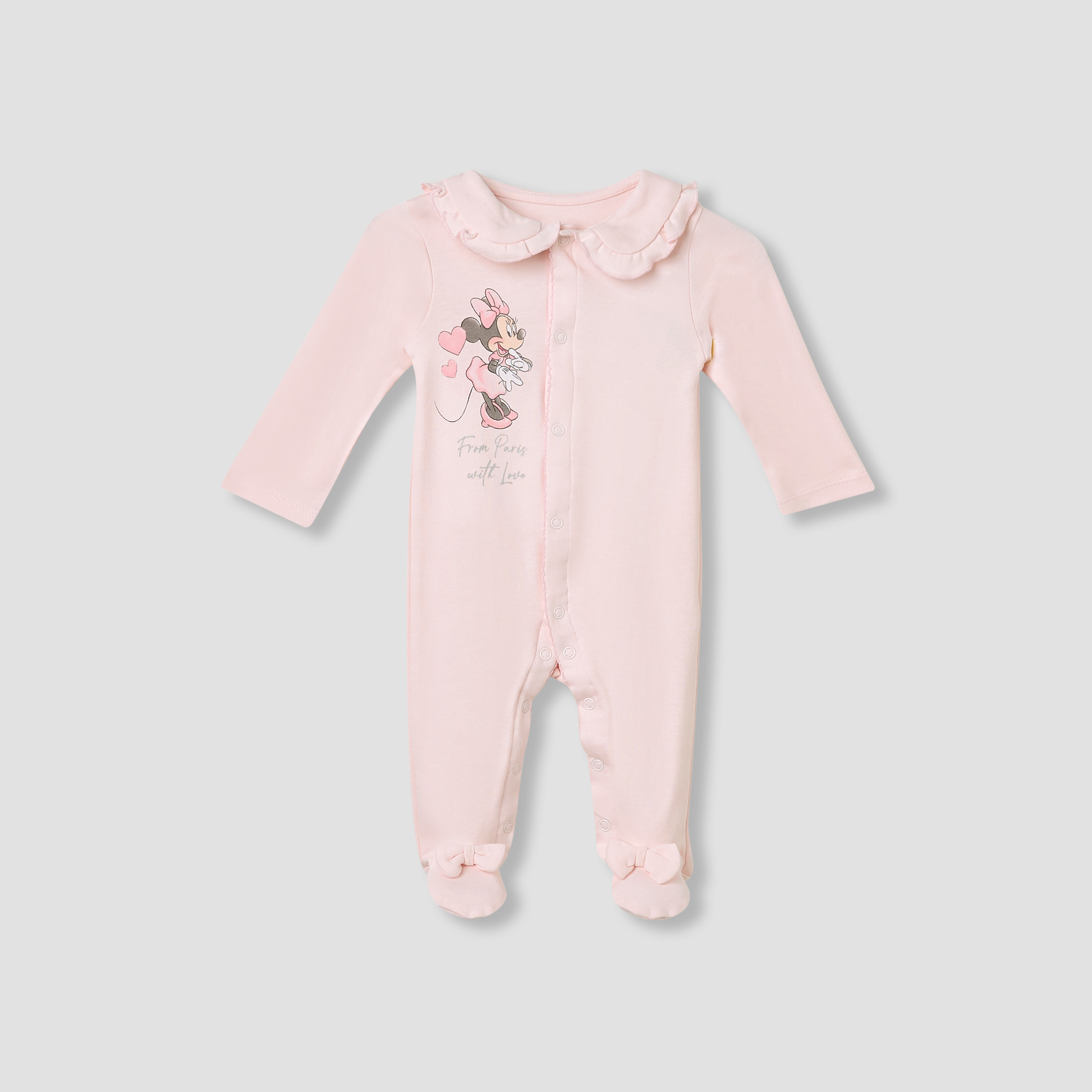 Disney Minnie Mouse Print Sleepsuit with Long Sleeves-baby-girls-clothing-nightwear-sleepsuits-image-1