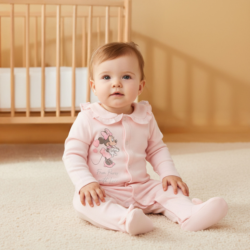 Disney Minnie Mouse Print Sleepsuit with Long Sleeves-baby-girls-clothing-nightwear-sleepsuits-image-6