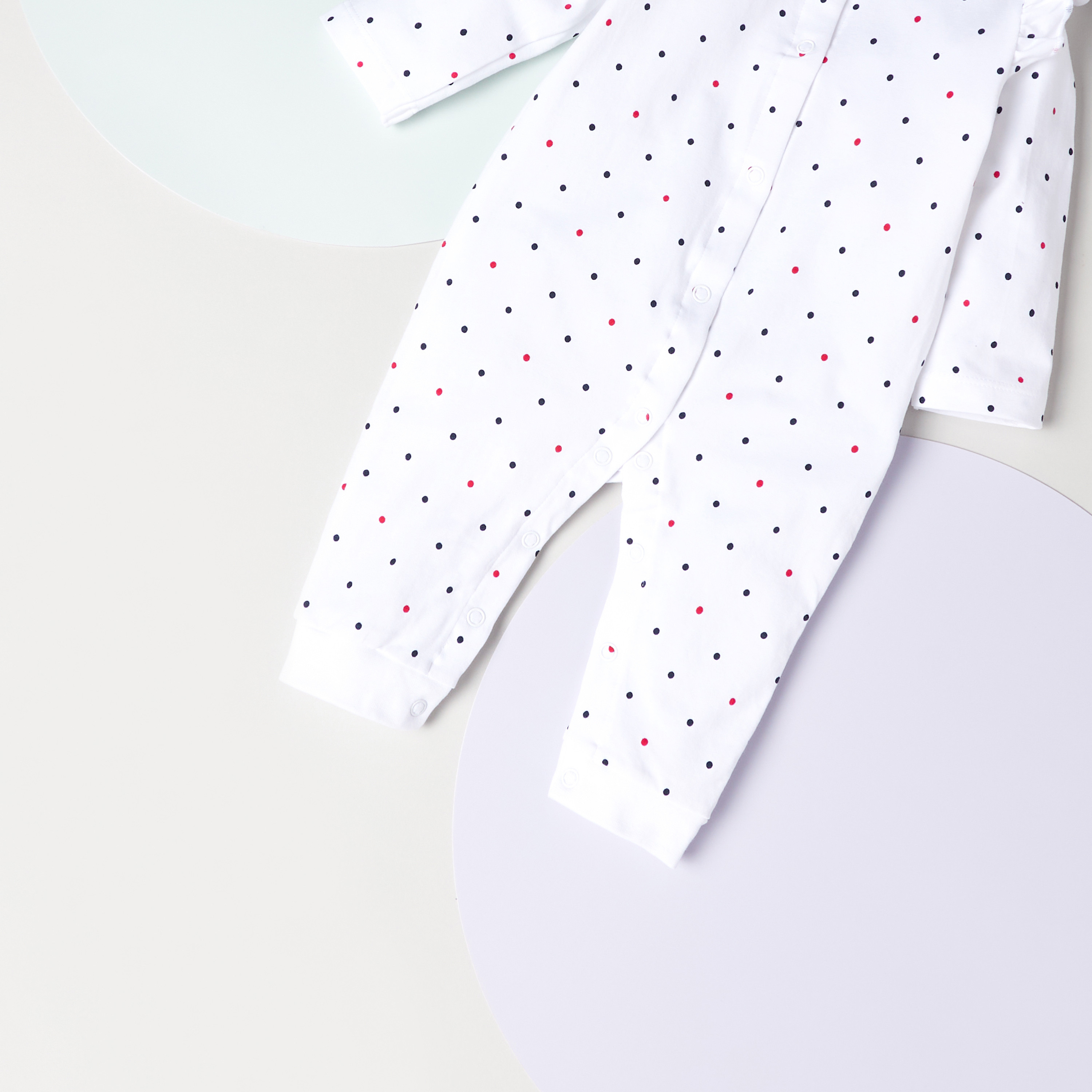 Juniors All-Over Polka Dot Print Sleepsuit with Long Sleeves and Ruffle Detail-baby-girls-clothing-nightwear-sleepsuits-image-4