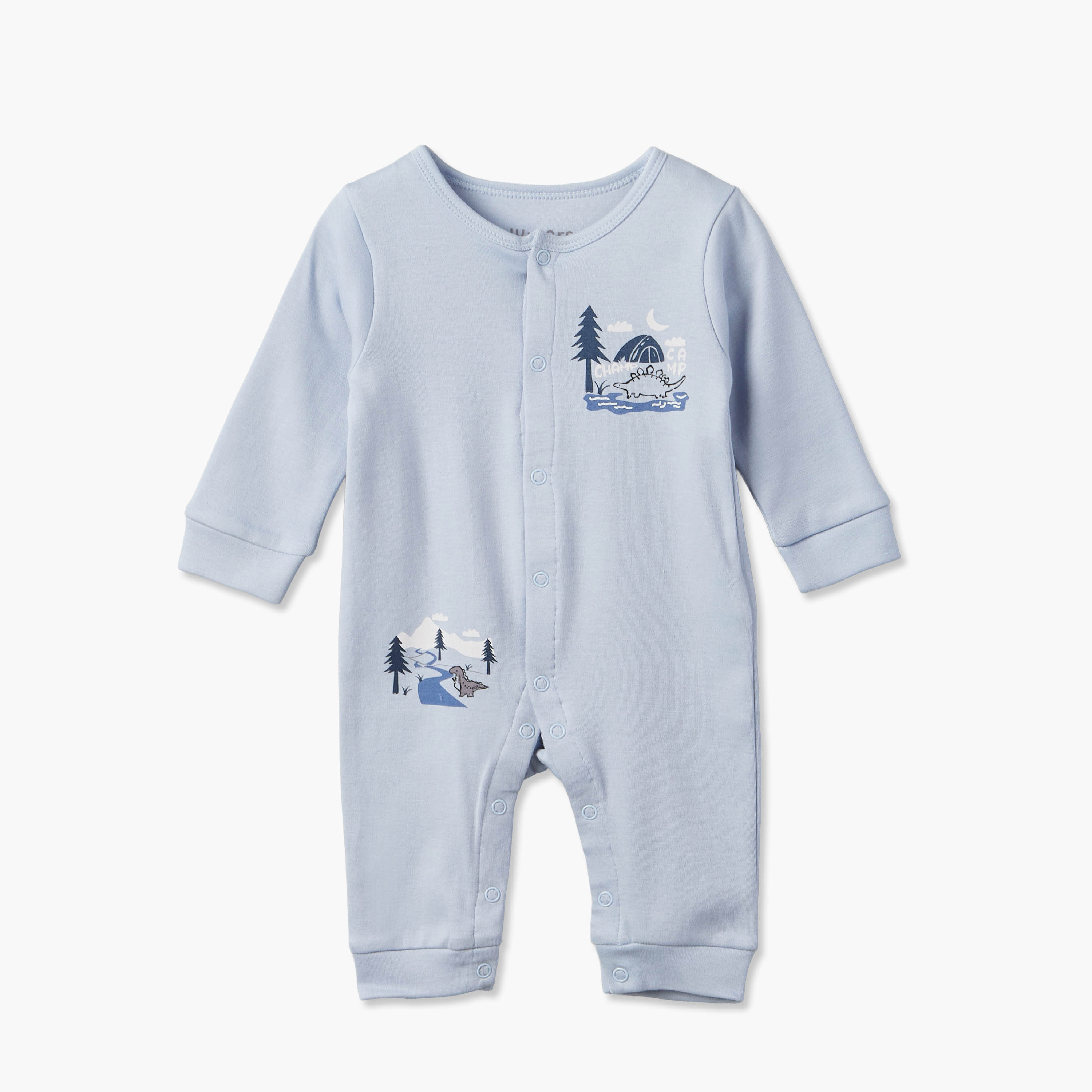 Set of 2 Juniors Round Neck Sleepsuit and Romper with Dinosaur Print-baby-boys-clothing-nightwear-sleepsuits-image-2